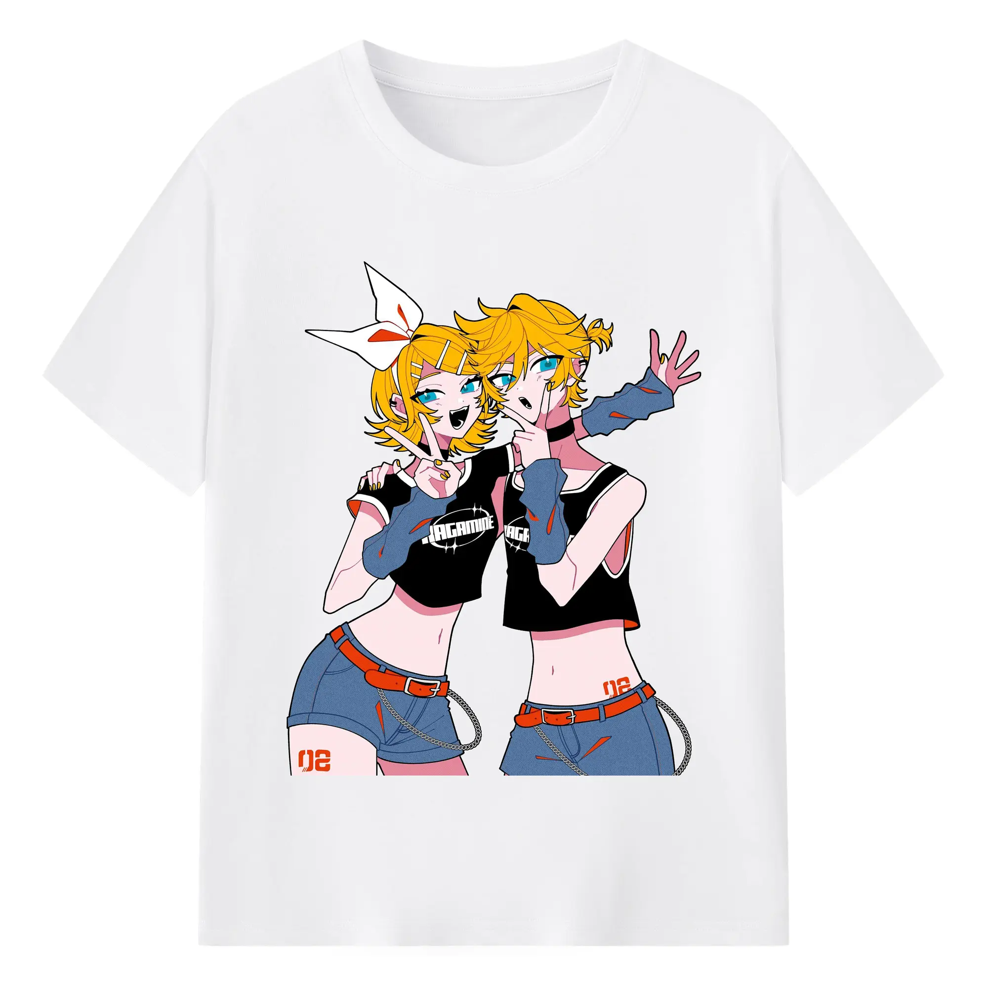 鏡音リン・レン クールスタイル - 綿100％ 半袖Tシャツ ・ フロントプリント ・ 快適 通気性 ・ 日常使い 散歩 スポーツ用