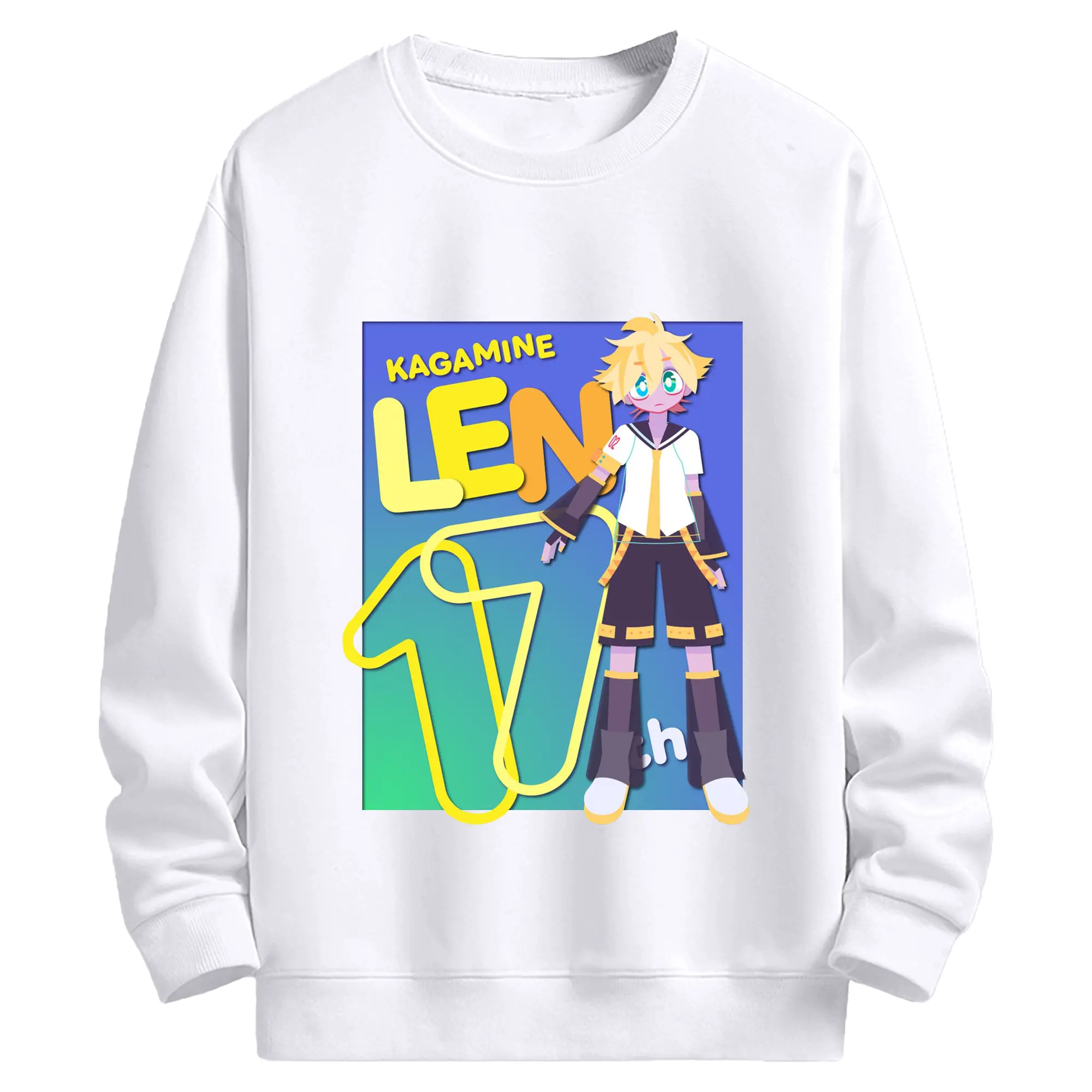 鏡音レンKagamine Len 17th - 高品質 クルーネック スウェット ・ コットン59％ ポリエステル41％ ・ ユニセックス 長袖 トレーナー ・ カジュアル デイリー スポーツ 散歩用