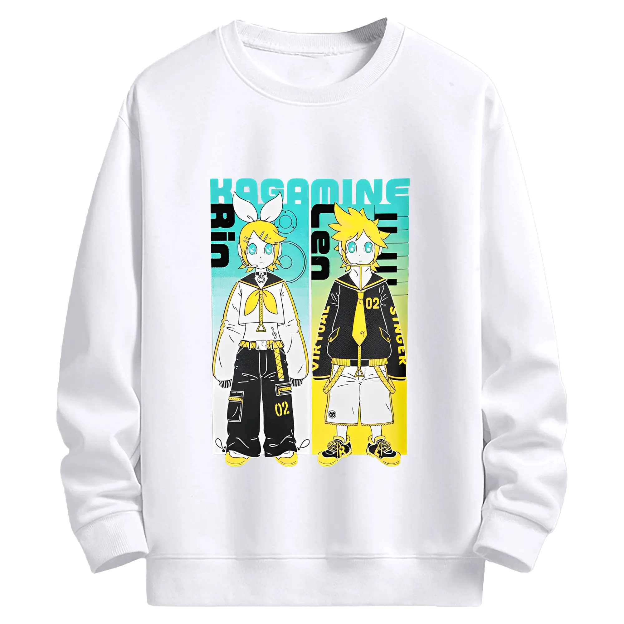 VOCALOID Kagamine Rin/Len 02 - 高品質 クルーネック スウェット ・ コットン59％ ポリエステル41％ ・ ユニセックス 長袖 トレーナー ・ カジュアル デイリー スポーツ 散歩用