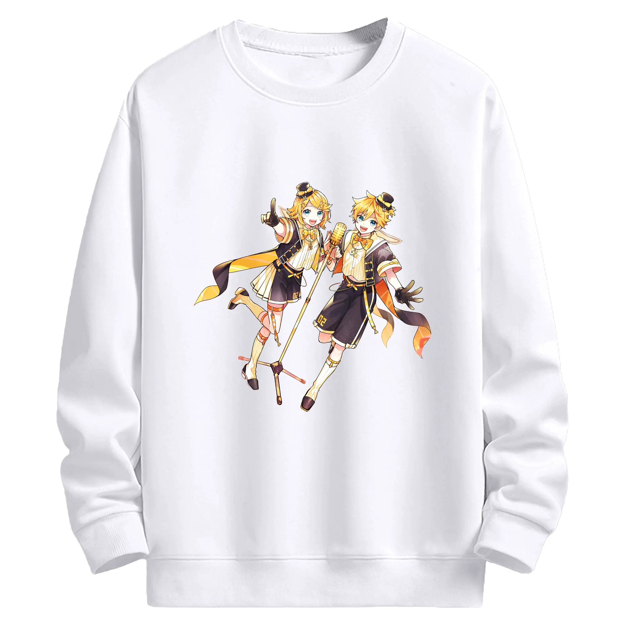 鏡音リン・レン 二次元 グッズ - 高品質 クルーネック スウェット ・ コットン59％ ポリエステル41％ ・ ユニセックス 長袖 トレーナー ・ カジュアル デイリー スポーツ 散歩用