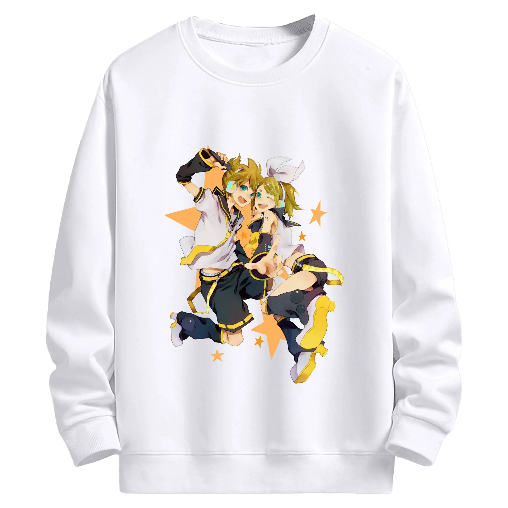 鏡音リン・レン 二次元 グッズ - 高品質 クルーネック スウェット ・ コットン59％ ポリエステル41％ ・ ユニセックス 長袖 トレーナー ・ カジュアル デイリー スポーツ 散歩用