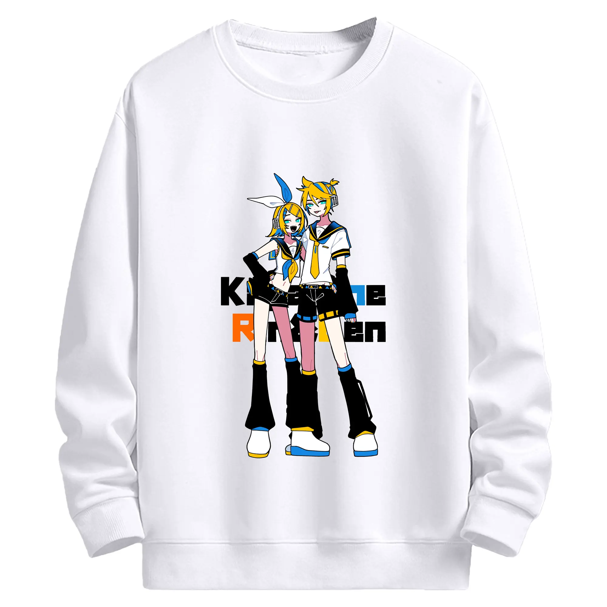 VOCALOID Kagamine Rin/Len - 高品質 クルーネック スウェット ・ コットン59％ ポリエステル41％ ・ ユニセックス 長袖 トレーナー ・ カジュアル デイリー スポーツ 散歩用