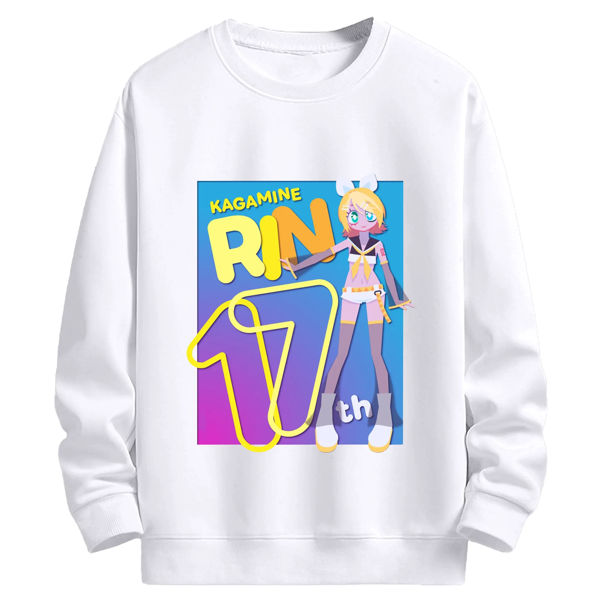 鏡音リンKagamine  Rin17th - 高品質 クルーネック スウェット ・ コットン59％ ポリエステル41％ ・ ユニセックス 長袖 トレーナー ・ カジュアル デイリー スポーツ 散歩用
