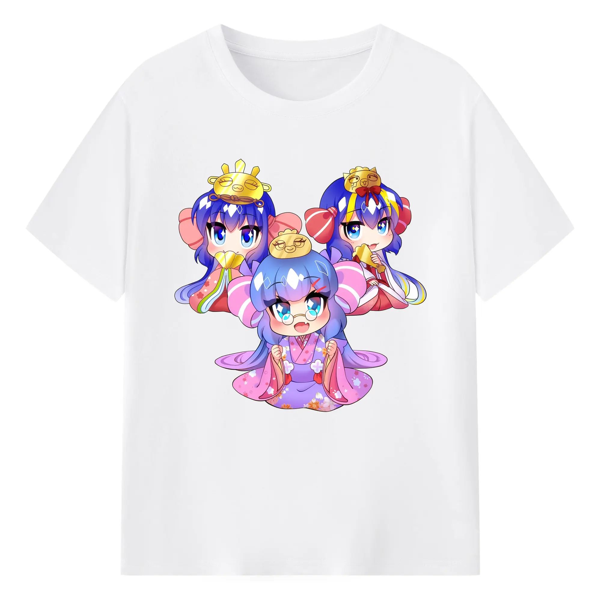 音街ウナマンガ風 - 綿100％ 半袖Tシャツ ・ フロントプリント ・ 快適 通気性 ・ 日常使い 散歩 スポーツ用