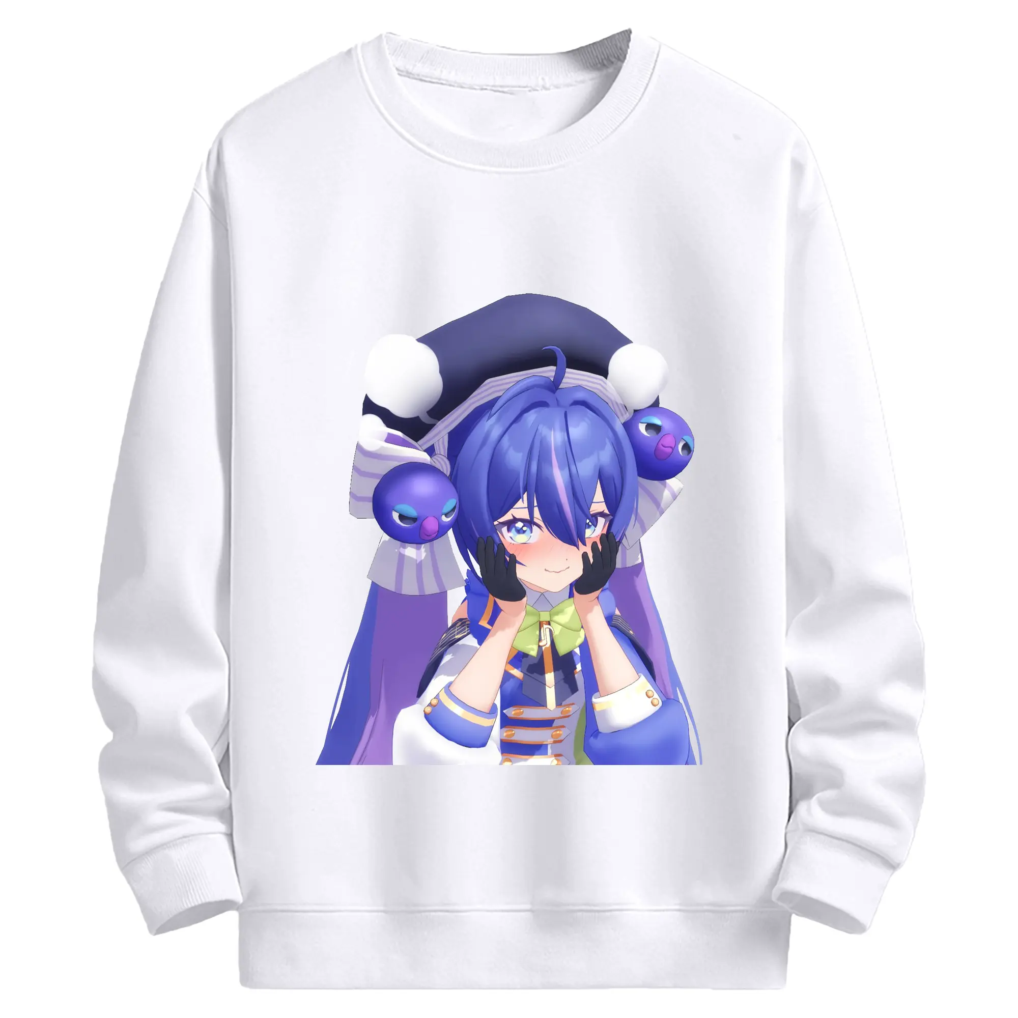 音街ウナ限定 - 高品質 クルーネック スウェット ・ コットン59％ ポリエステル41％ ・ ユニセックス 長袖 トレーナー ・ カジュアル デイリー スポーツ 散歩用