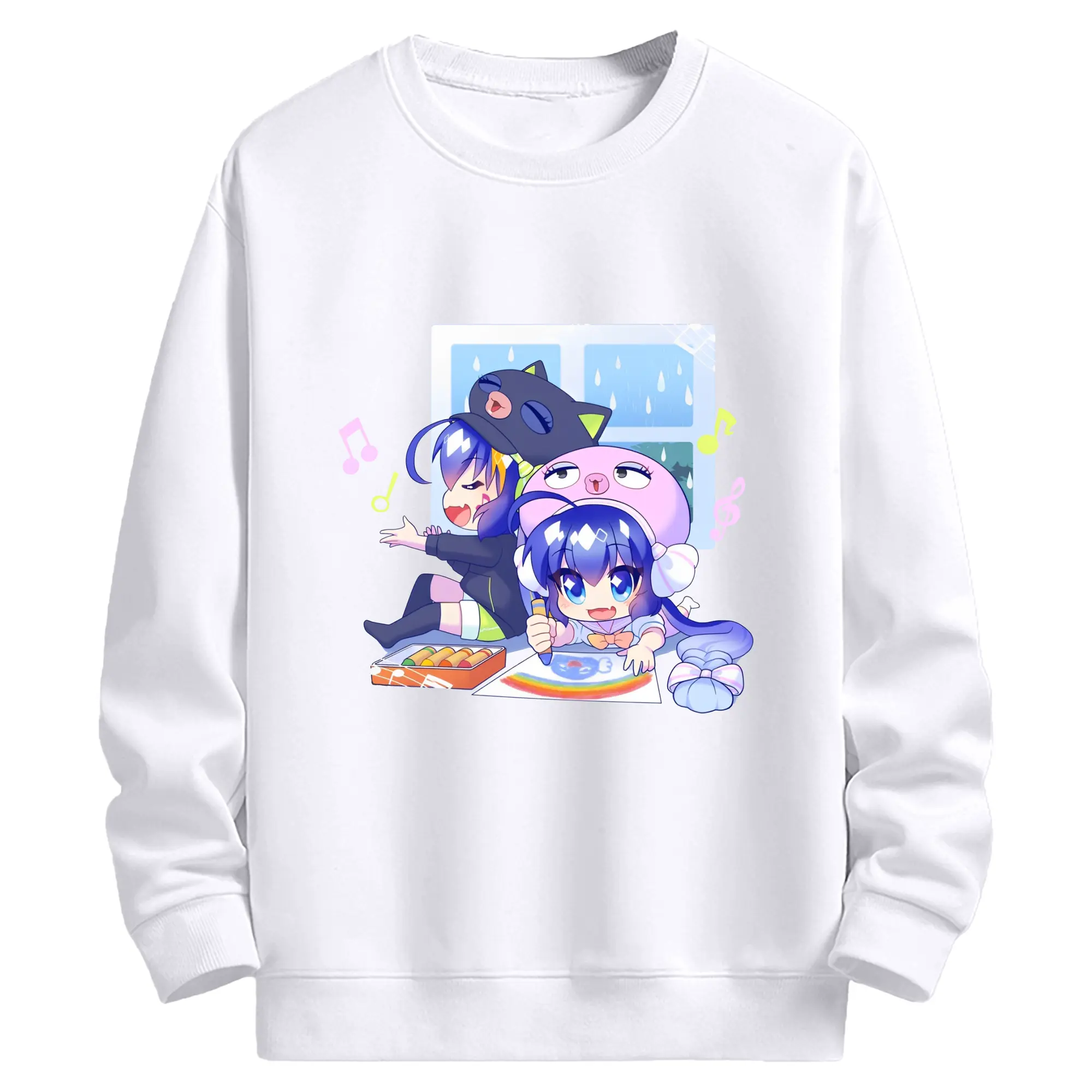 音街ウナ記念 - 高品質 クルーネック スウェット ・ コットン59％ ポリエステル41％ ・ ユニセックス 長袖 トレーナー ・ カジュアル デイリー スポーツ 散歩用