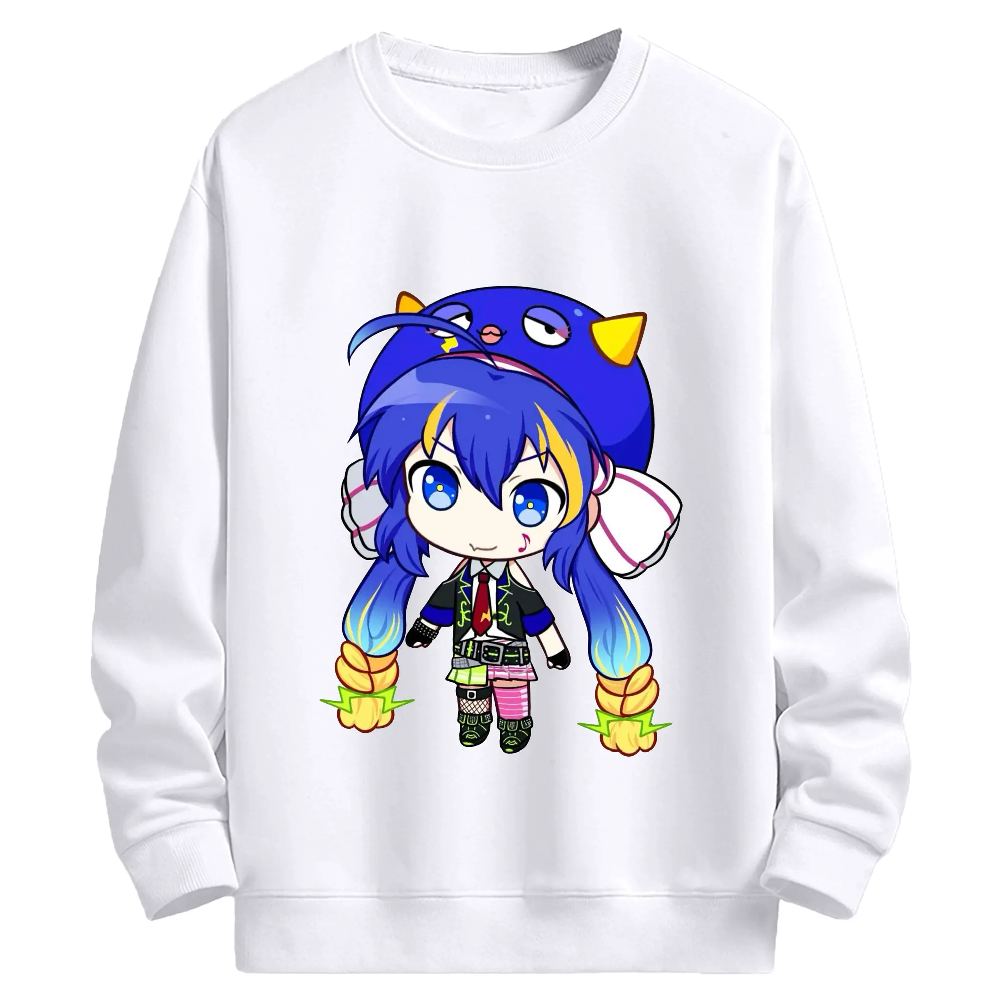 音街ウナキャラクタ - 高品質 クルーネック スウェット ・ コットン59％ ポリエステル41％ ・ ユニセックス 長袖 トレーナー ・ カジュアル デイリー スポーツ 散歩用