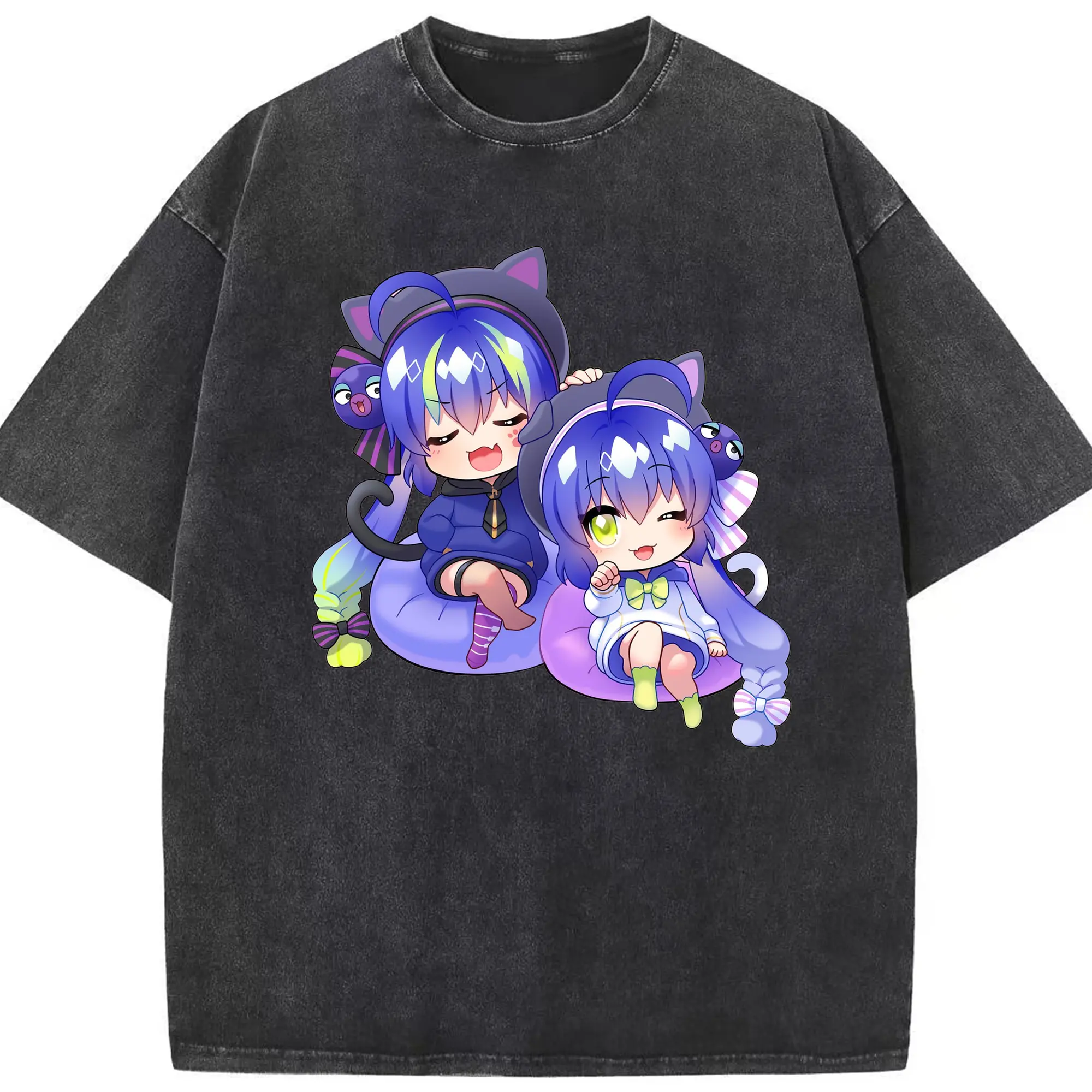 Vocaloid 音街ウナ - 綿100％ ヴィンテージ風 半袖Tシャツ ・ フロントプリント ・ 柔らか肌触り ・ 通気性 快適 ・ スポーツ カジュアル 外出用