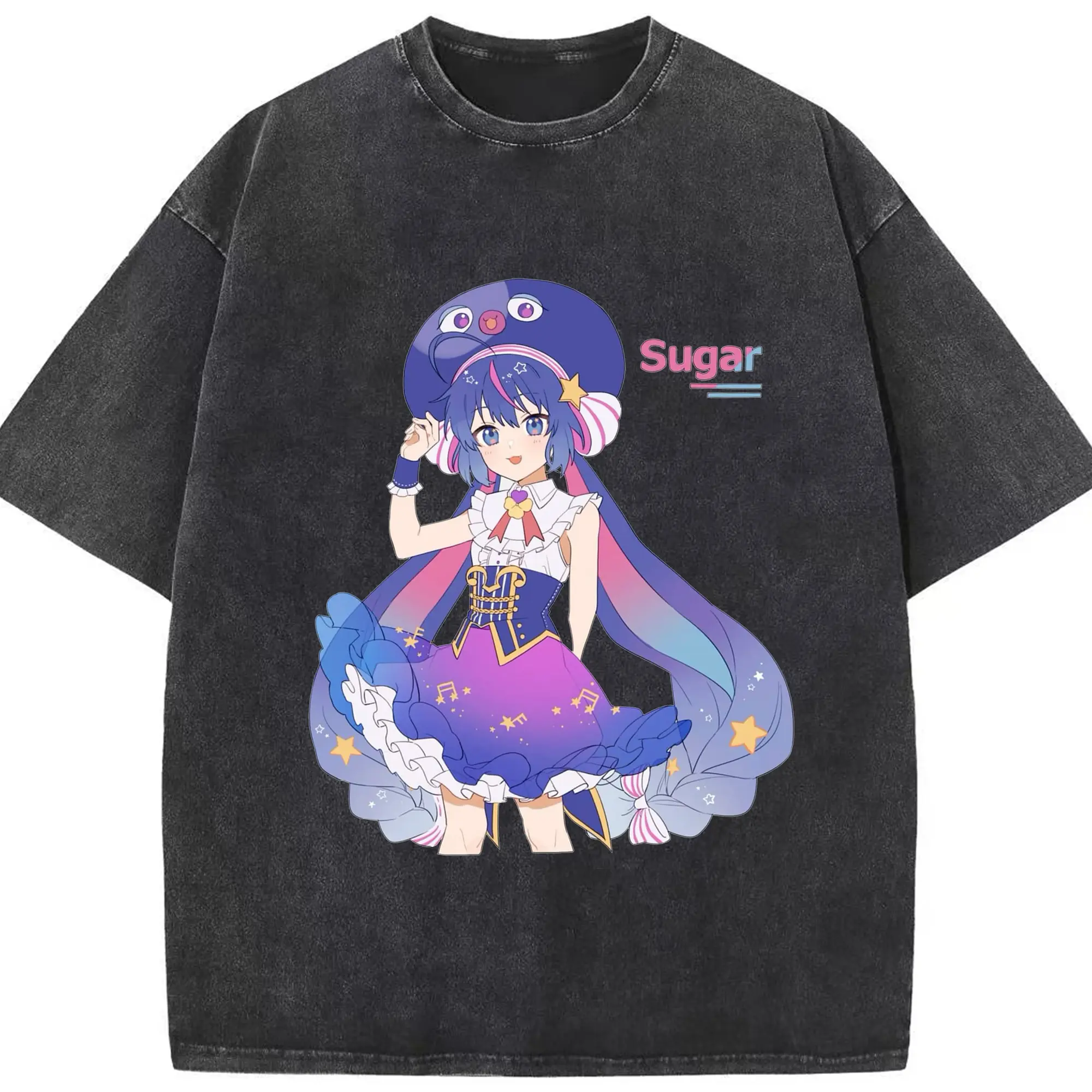 音街ウナ sugar - 綿100％ ヴィンテージ風 半袖Tシャツ ・ フロントプリント ・ 柔らか肌触り ・ 通気性 快適 ・ スポーツ カジュアル 外出用