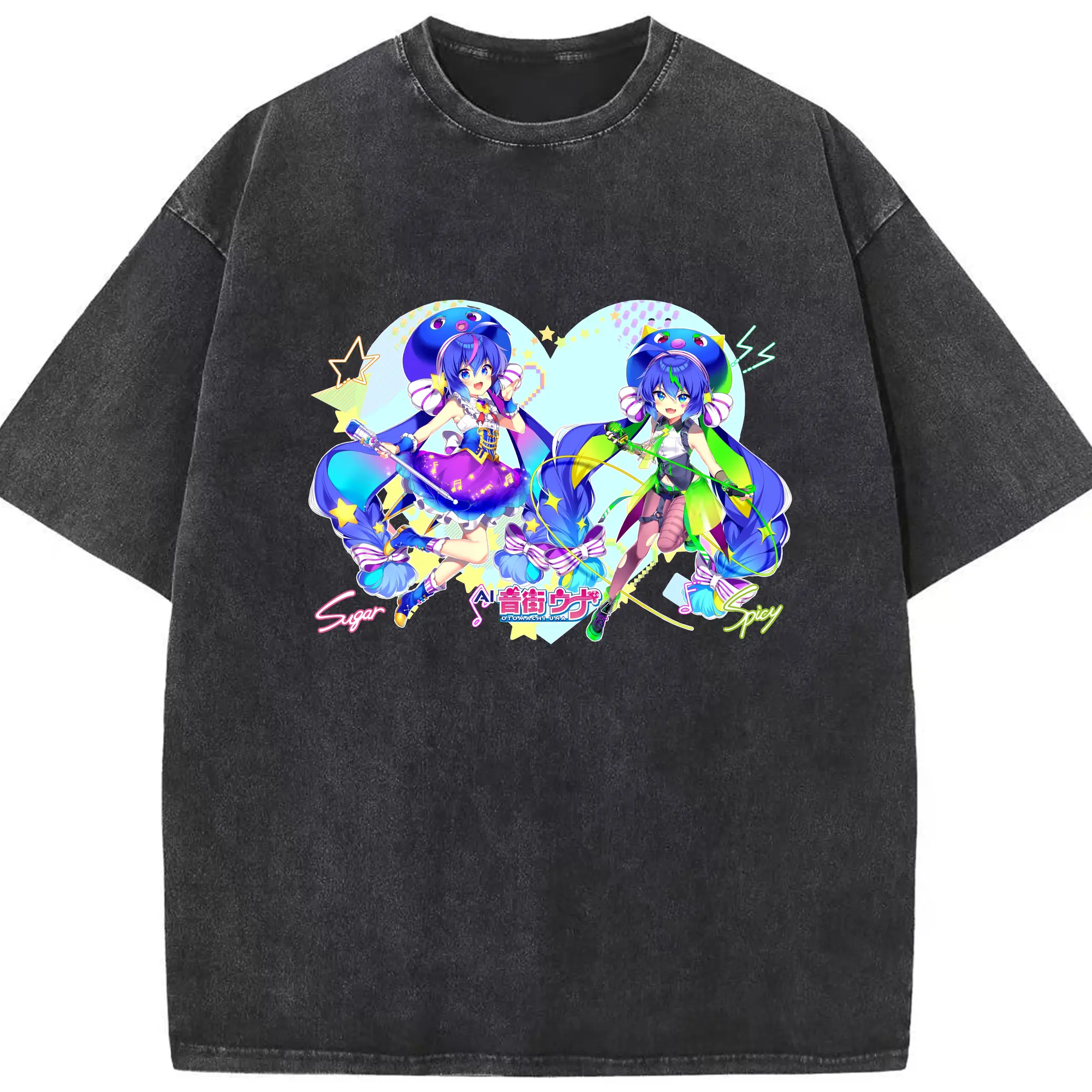 音街ウナOtomachi Una Suga Spicyr - 綿100％ ヴィンテージ風 半袖Tシャツ ・ フロントプリント ・ 柔らか肌触り ・ 通気性 快適 ・ スポーツ カジュアル 外出用