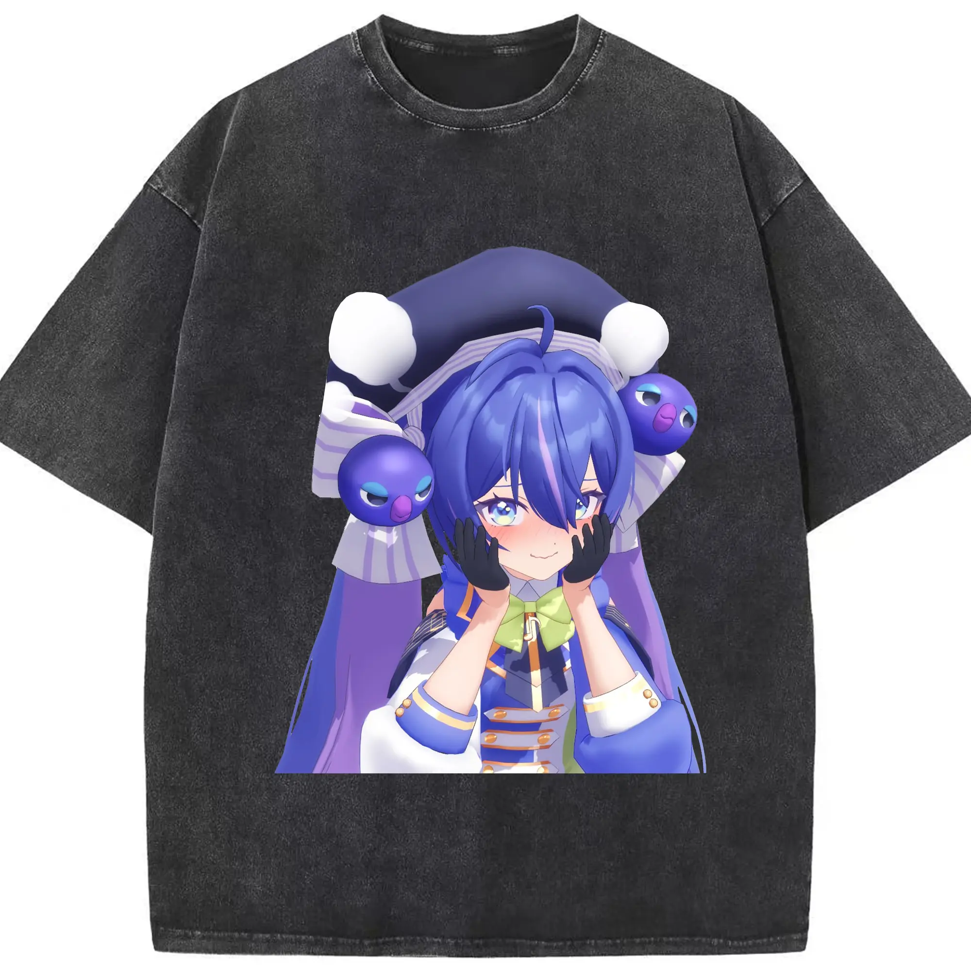 音街ウナ限定 - 綿100％ ヴィンテージ風 半袖Tシャツ ・ フロントプリント ・ 柔らか肌触り ・ 通気性 快適 ・ スポーツ カジュアル 外出用