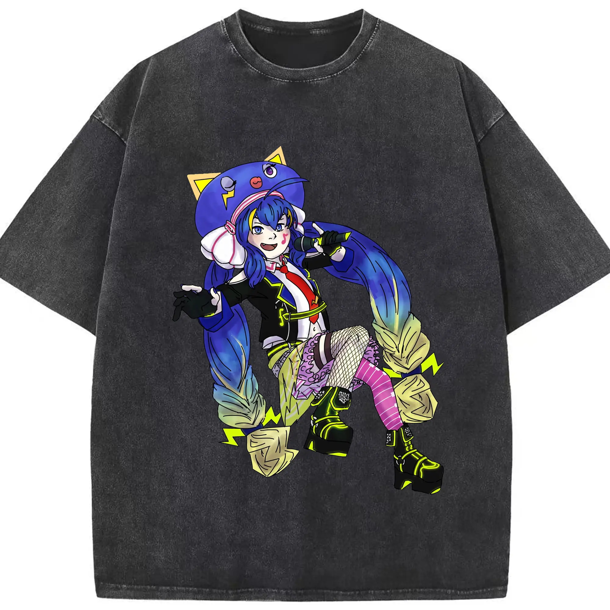 音街ウナライブ記念 - 綿100％ ヴィンテージ風 半袖Tシャツ ・ フロントプリント ・ 柔らか肌触り ・ 通気性 快適 ・ スポーツ カジュアル 外出用