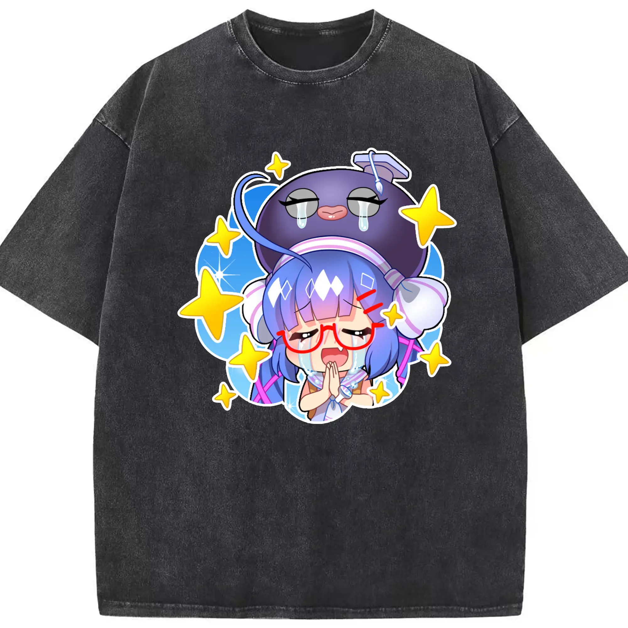 音街ウナバーチャルアイドル グッズ 限定版 - 綿100％ ヴィンテージ風 半袖Tシャツ ・ フロントプリント ・ 柔らか肌触り ・ 通気性 快適 ・ スポーツ カジュアル 外出用