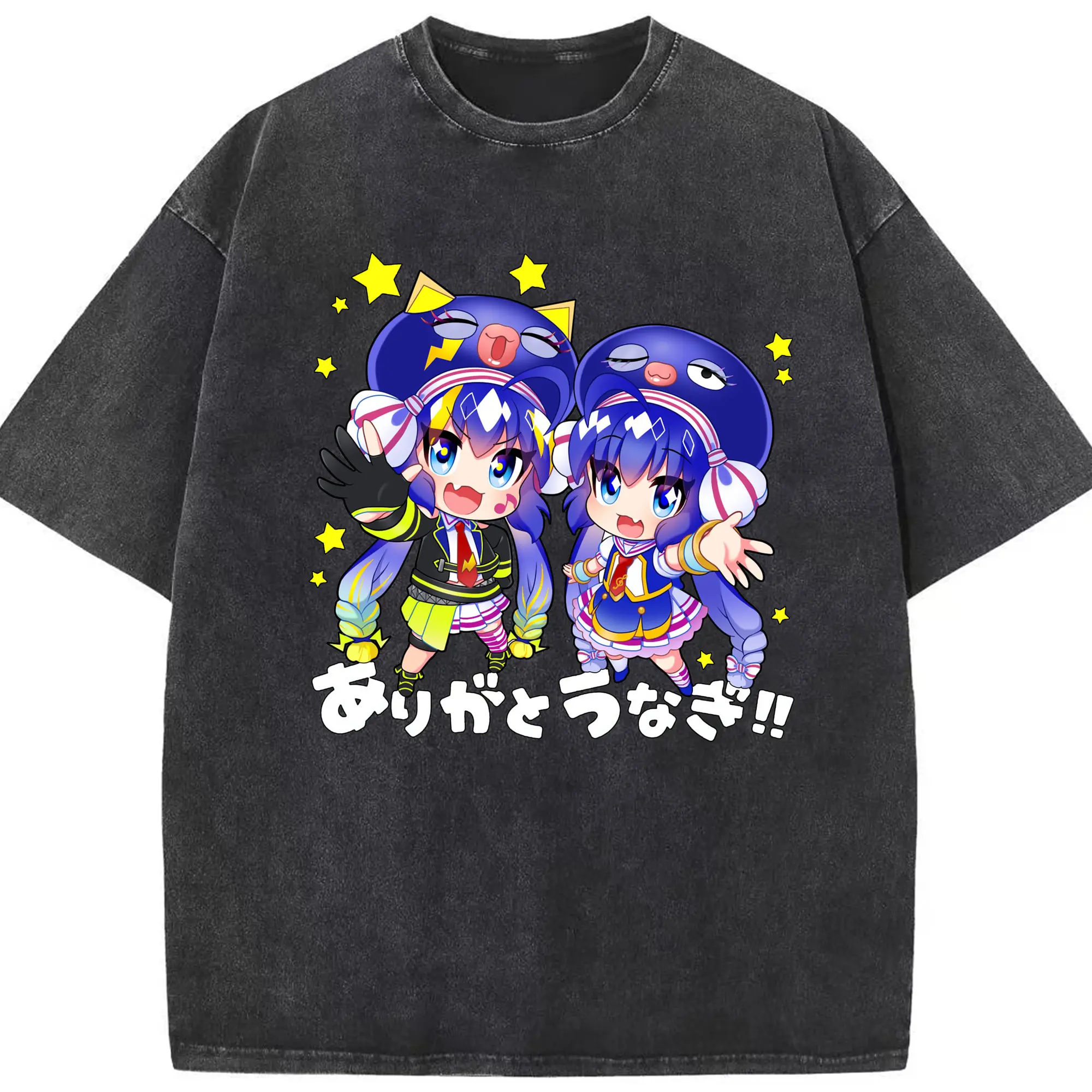 音街ウナ限定 - 綿100％ ヴィンテージ風 半袖Tシャツ ・ フロントプリント ・ 柔らか肌触り ・ 通気性 快適 ・ スポーツ カジュアル 外出用