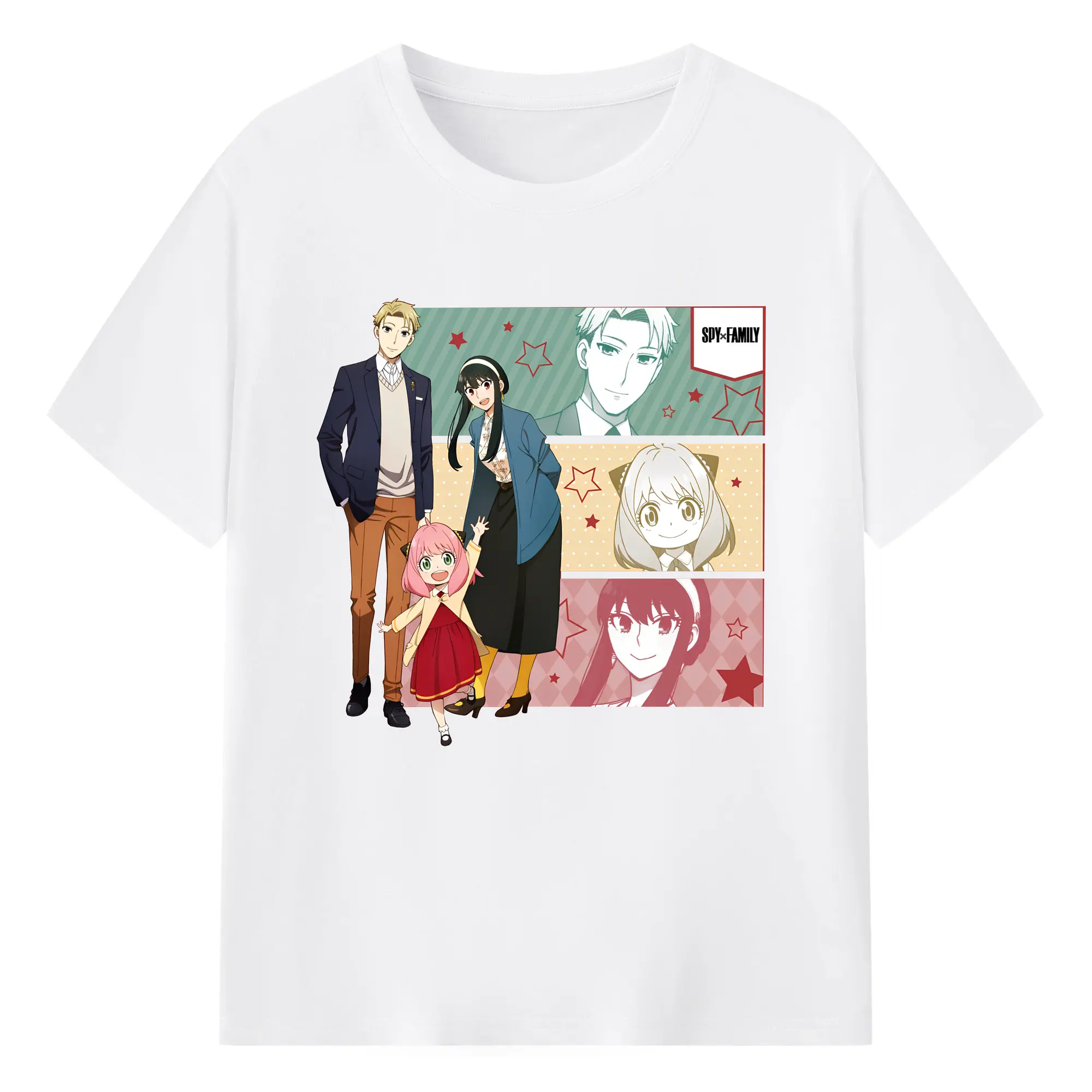 スパイファミリー 家族3人セット - 綿100％ 半袖Tシャツ ・ フロントプリント ・ 快適 通気性 ・ 日常使い 散歩 スポーツ用