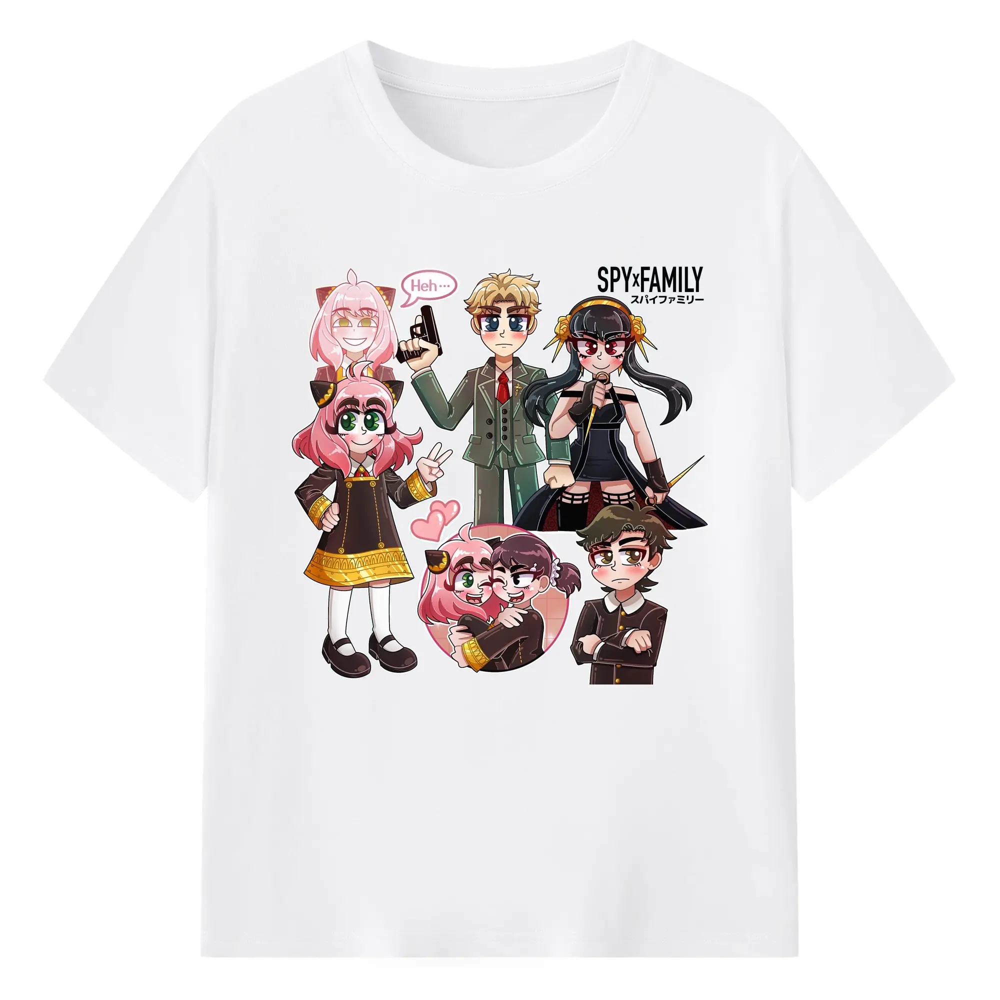 スパイファミリー ハイライトシーン - 綿100％ 半袖Tシャツ ・ フロントプリント ・ 快適 通気性 ・ 日常使い 散歩 スポーツ用