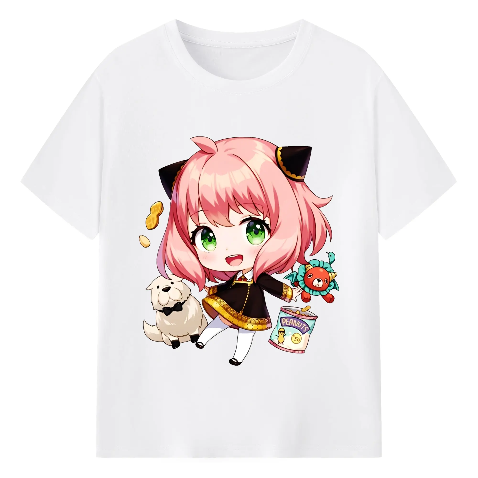 アーニャのリラックスタイム - 綿100％ 半袖Tシャツ ・ フロントプリント ・ 快適 通気性 ・ 日常使い 散歩 スポーツ用