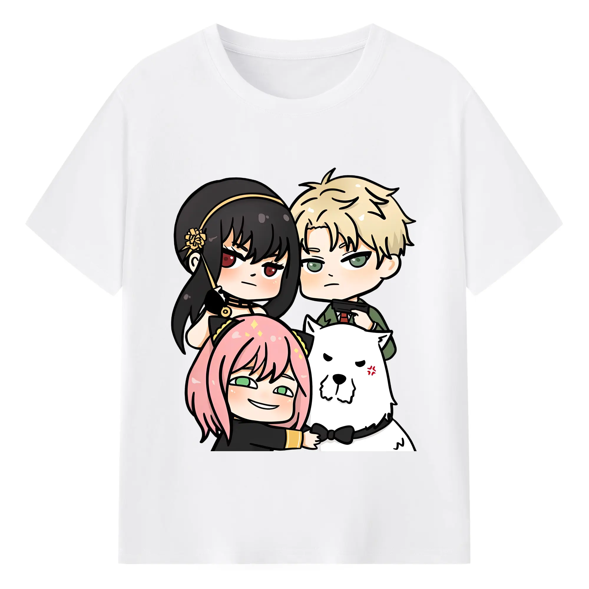 スパイファミリー ファミリーポートレート - 綿100％ 半袖Tシャツ ・ フロントプリント ・ 快適 通気性 ・ 日常使い 散歩 スポーツ用