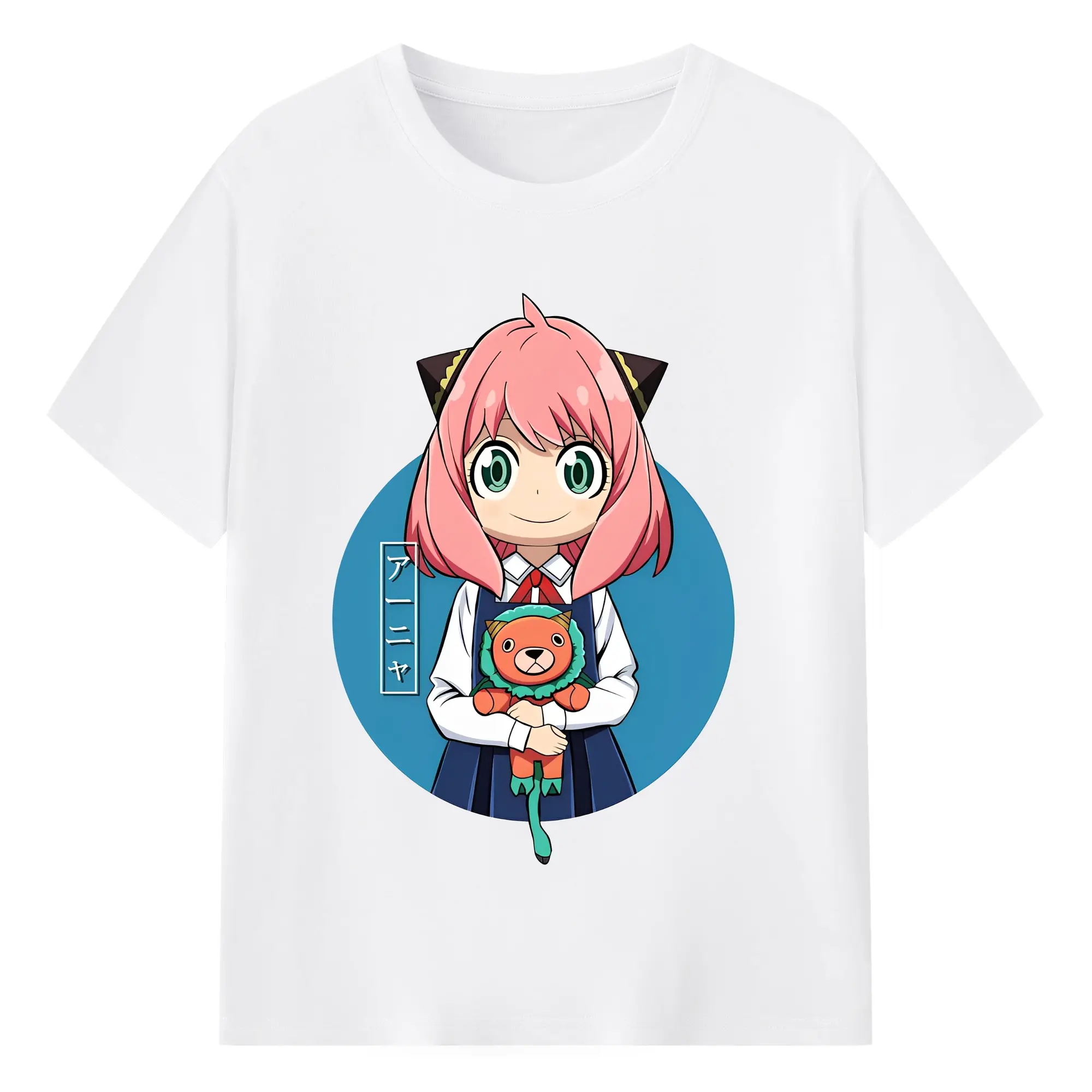 スパイファミリーかわいいアーニャ - 綿100％ 半袖Tシャツ ・ フロントプリント ・ 快適 通気性 ・ 日常使い 散歩 スポーツ用
