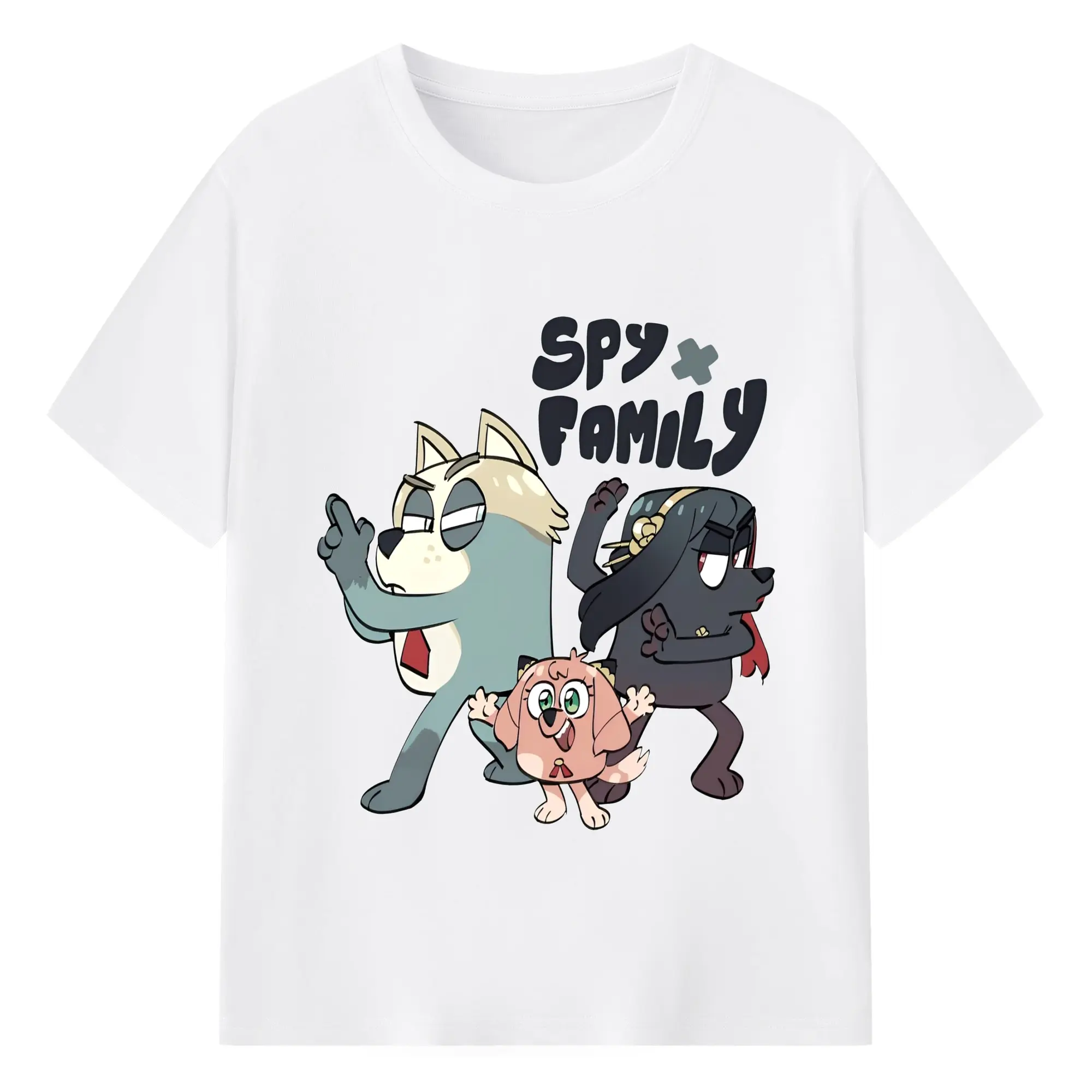 スパイファミリー× ブルーイ - 綿100％ 半袖Tシャツ ・ フロントプリント ・ 快適 通気性 ・ 日常使い 散歩 スポーツ用