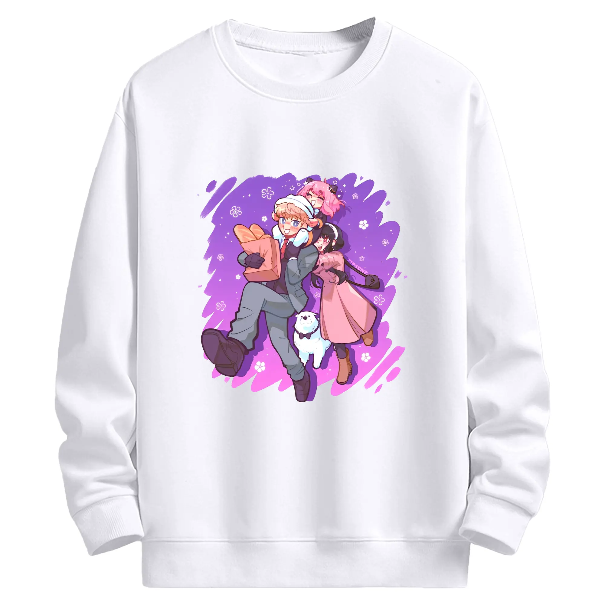 スパイファミリー新作 - 高品質 クルーネック スウェット ・ コットン59％ ポリエステル41％ ・ ユニセックス 長袖 トレーナー ・ カジュアル デイリー スポーツ 散歩用