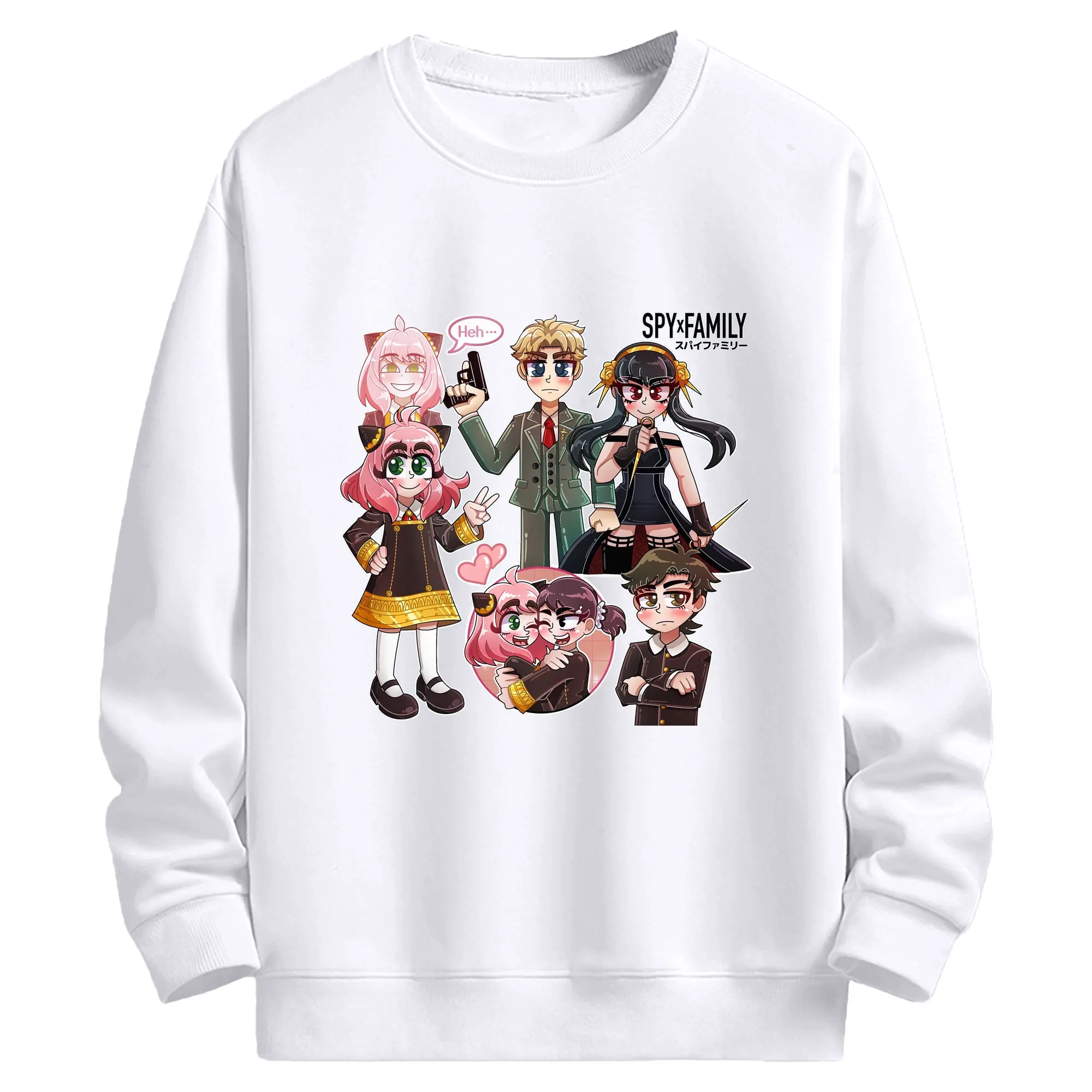 スパイファミリー ハイライトシーン - 高品質 クルーネック スウェット ・ コットン59％ ポリエステル41％ ・ ユニセックス 長袖 トレーナー ・ カジュアル デイリー スポーツ 散歩用