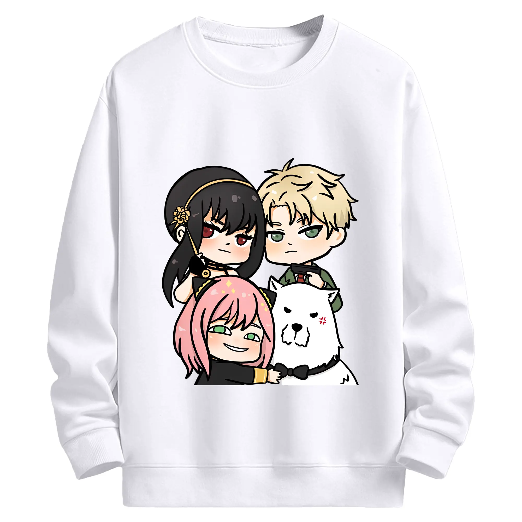 スパイファミリー ファミリーポートレート - 高品質 クルーネック スウェット ・ コットン59％ ポリエステル41％ ・ ユニセックス 長袖 トレーナー ・ カジュアル デイリー スポーツ 散歩用