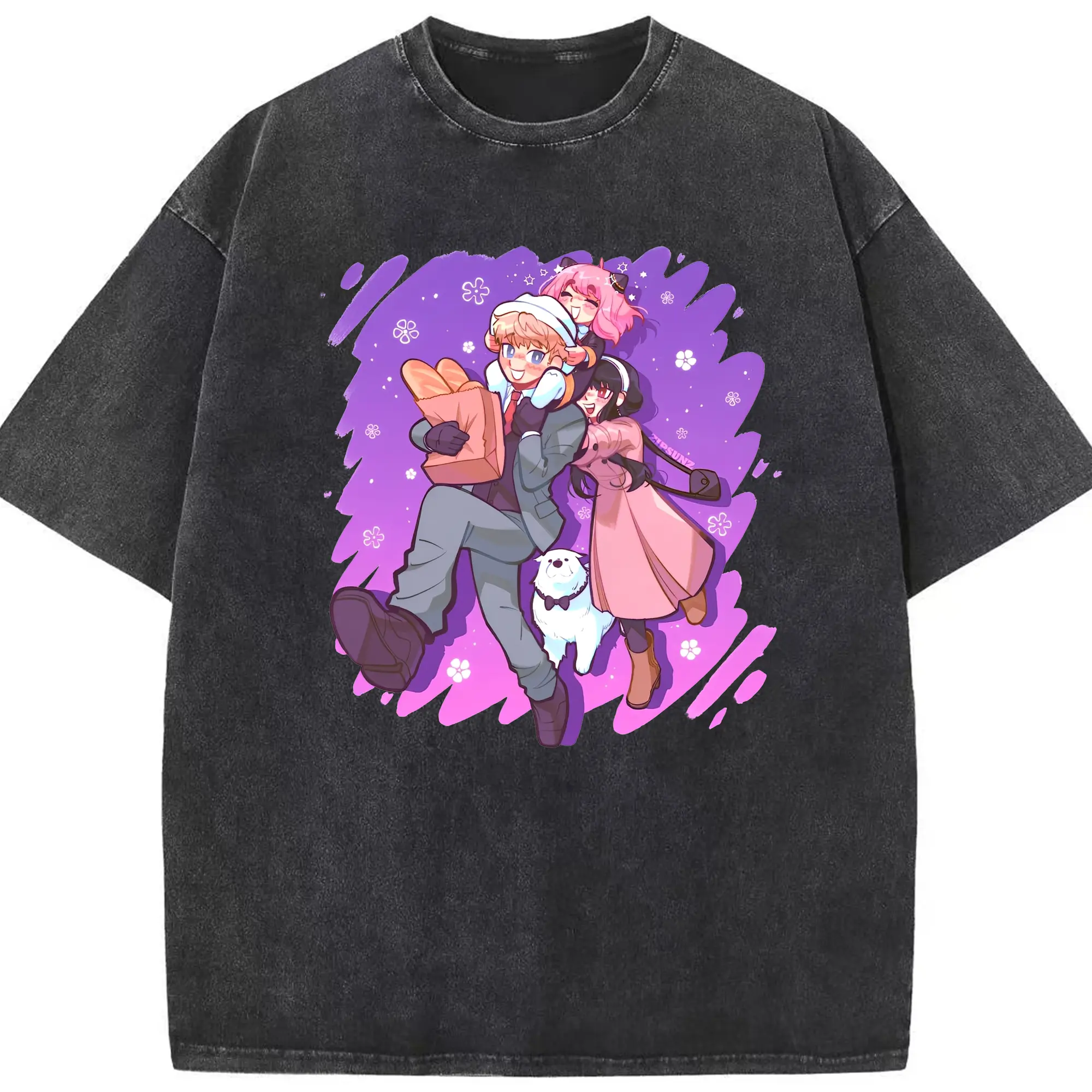 スパイファミリー新作 - 綿100％ ヴィンテージ風 半袖Tシャツ ・ フロントプリント ・ 柔らか肌触り ・ 通気性 快適 ・ スポーツ カジュアル 外出用