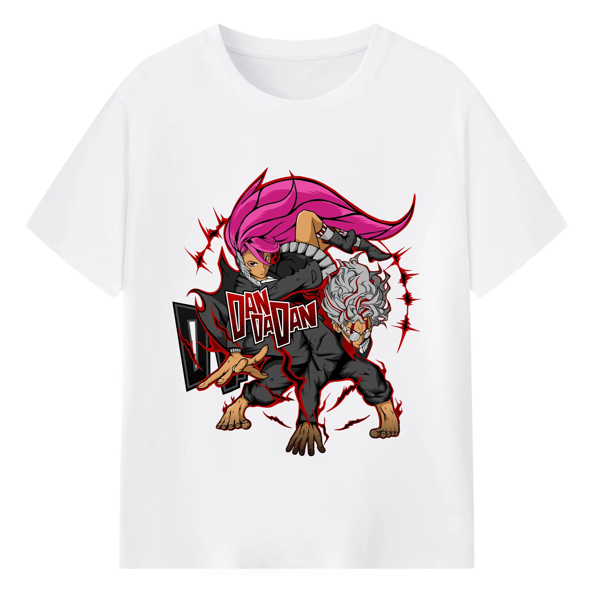 ダンダダン白鳥愛羅&高倉健 - 綿100％ 半袖Tシャツ ・ フロントプリント ・ 快適 通気性 ・ 日常使い 散歩 スポーツ用