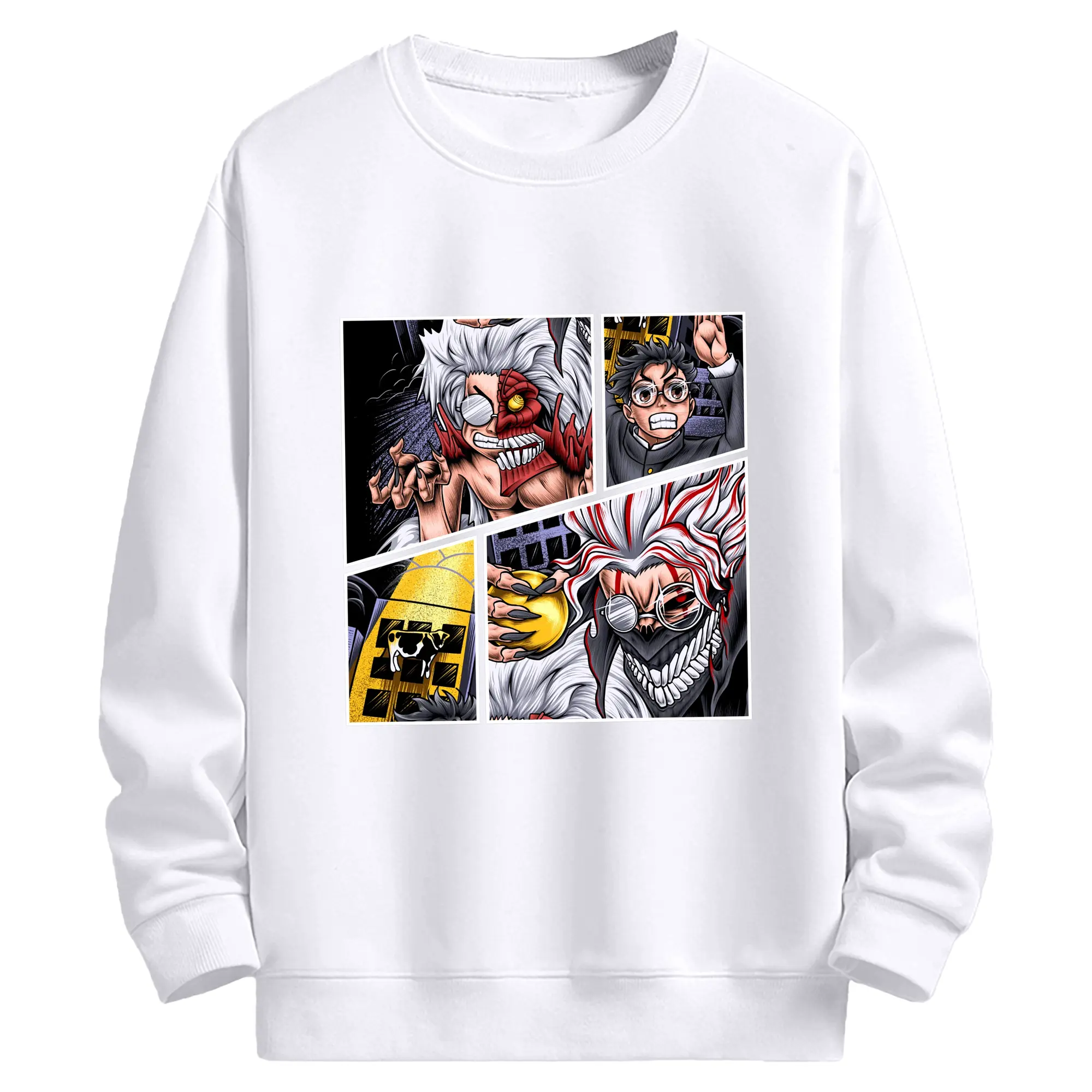 ダンダダンオカルン変身新作 - 高品質 クルーネック スウェット ・ コットン59％ ポリエステル41％ ・ ユニセックス 長袖 トレーナー ・ カジュアル デイリー スポーツ 散歩用