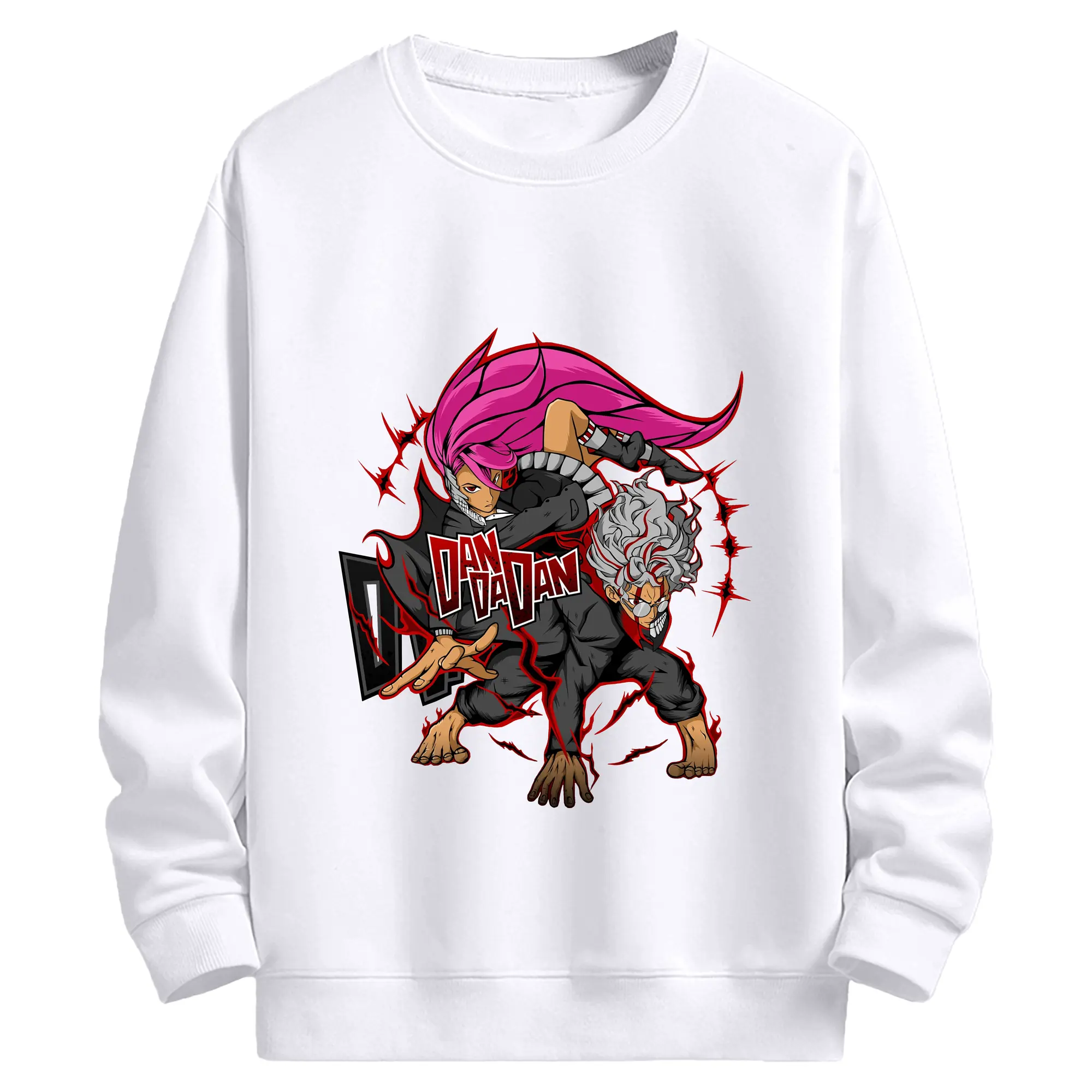 ダンダダン白鳥愛羅&高倉健 - 高品質 クルーネック スウェット ・ コットン59％ ポリエステル41％ ・ ユニセックス 長袖 トレーナー ・ カジュアル デイリー スポーツ 散歩用