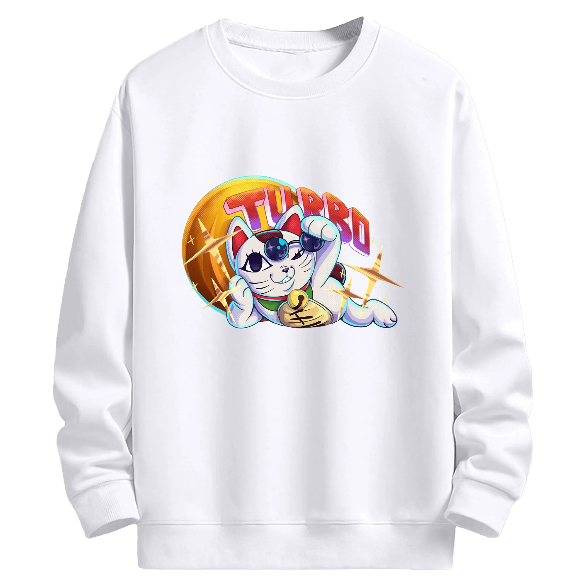 ダンダダンターボババア招き猫Turbo - 高品質 クルーネック スウェット ・ コットン59％ ポリエステル41％ ・ ユニセックス 長袖 トレーナー ・ カジュアル デイリー スポーツ 散歩用