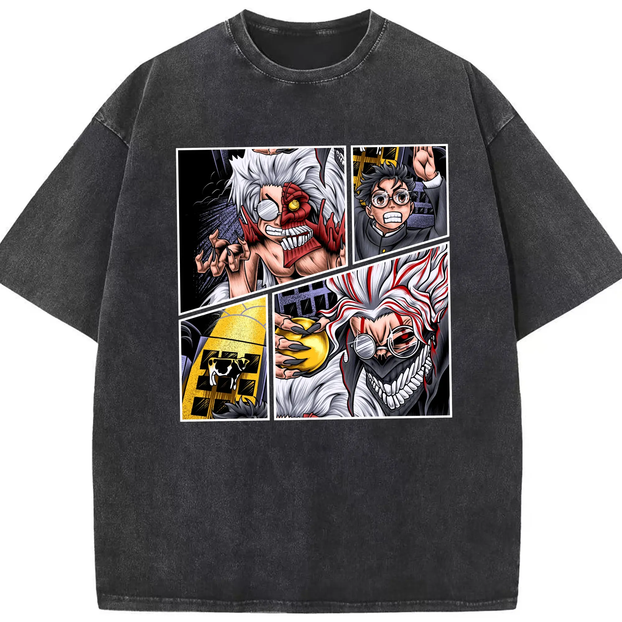 ダンダダンオカルン変身新作 - 綿100％ ヴィンテージ風 半袖Tシャツ ・ フロントプリント ・ 柔らか肌触り ・ 通気性 快適 ・ スポーツ カジュアル 外出用