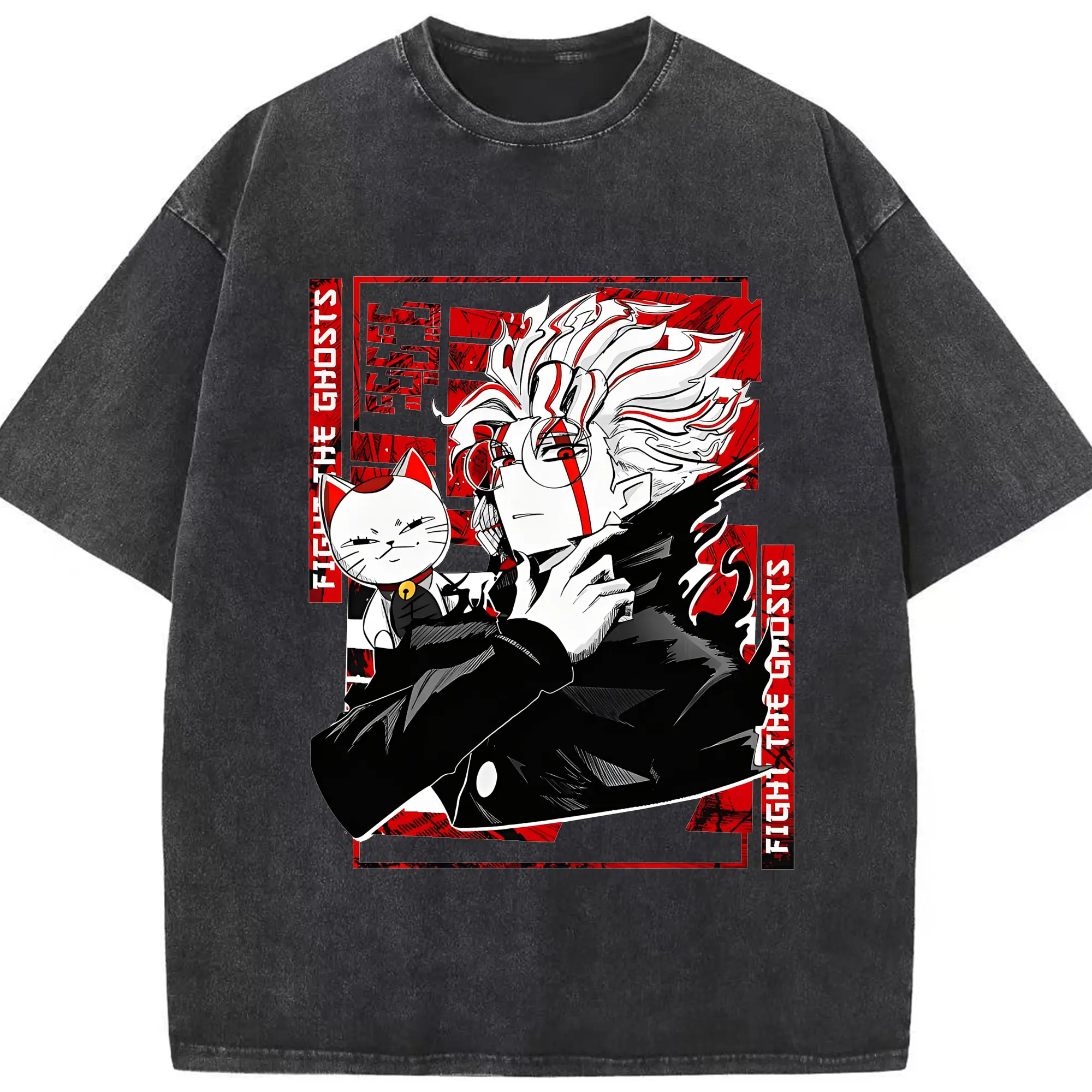 ダンダダンオカルン&ターボババア - 綿100％ ヴィンテージ風 半袖Tシャツ ・ フロントプリント ・ 柔らか肌触り ・ 通気性 快適 ・ スポーツ カジュアル 外出用