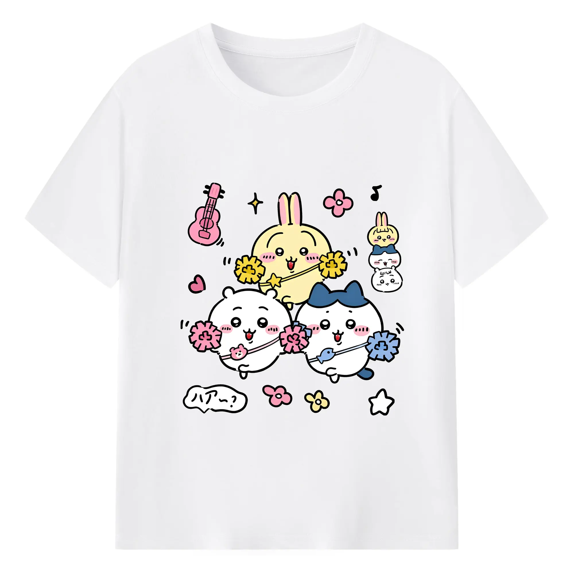ちいかわお祭り応援 - 綿100％ 半袖Tシャツ ・ フロントプリント ・ 快適 通気性 ・ 日常使い 散歩 スポーツ用