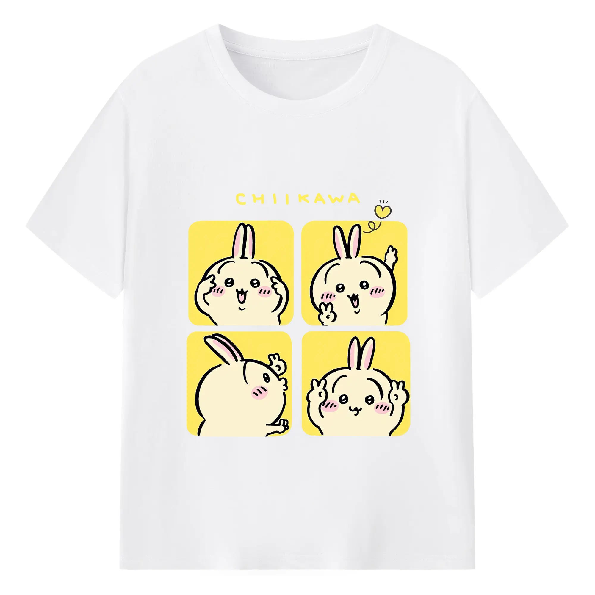 ちいかわのプリクラ - 綿100％ 半袖Tシャツ ・ フロントプリント ・ 快適 通気性 ・ 日常使い 散歩 スポーツ用