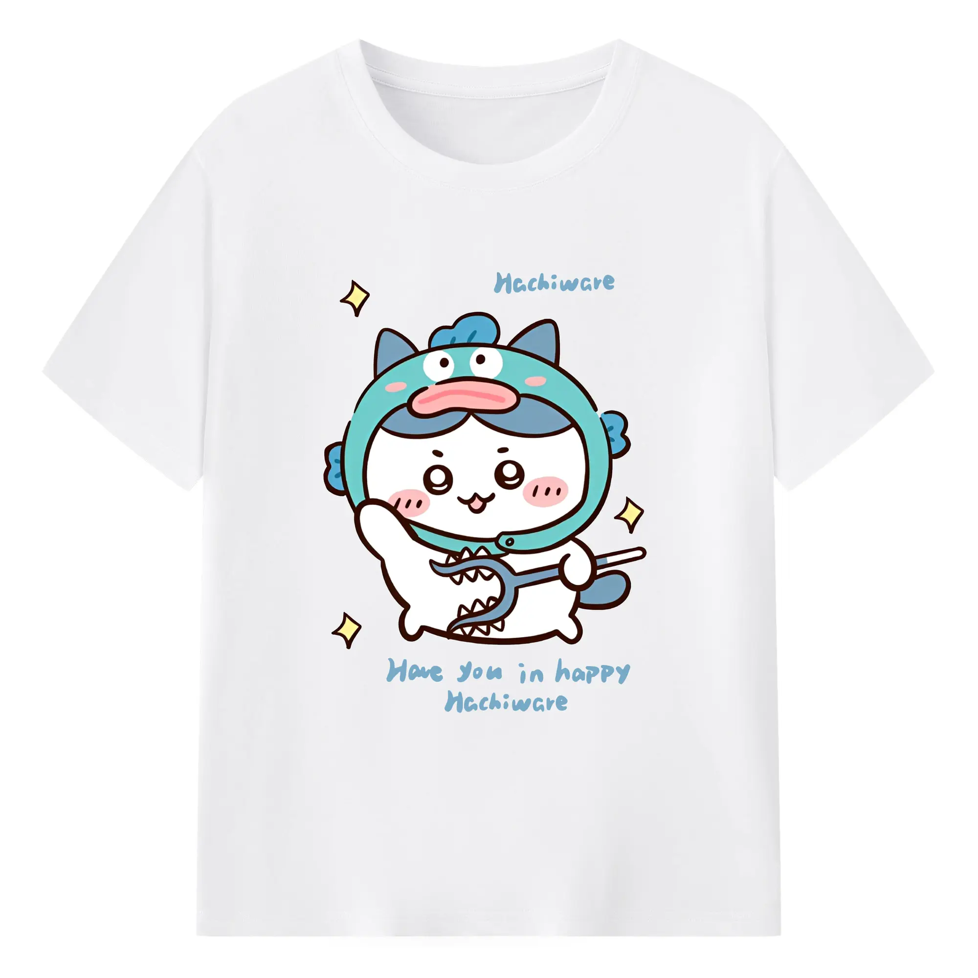 ちいかわ×サンリオキャラクターズ - 綿100％ 半袖Tシャツ ・ フロントプリント ・ 快適 通気性 ・ 日常使い 散歩 スポーツ用