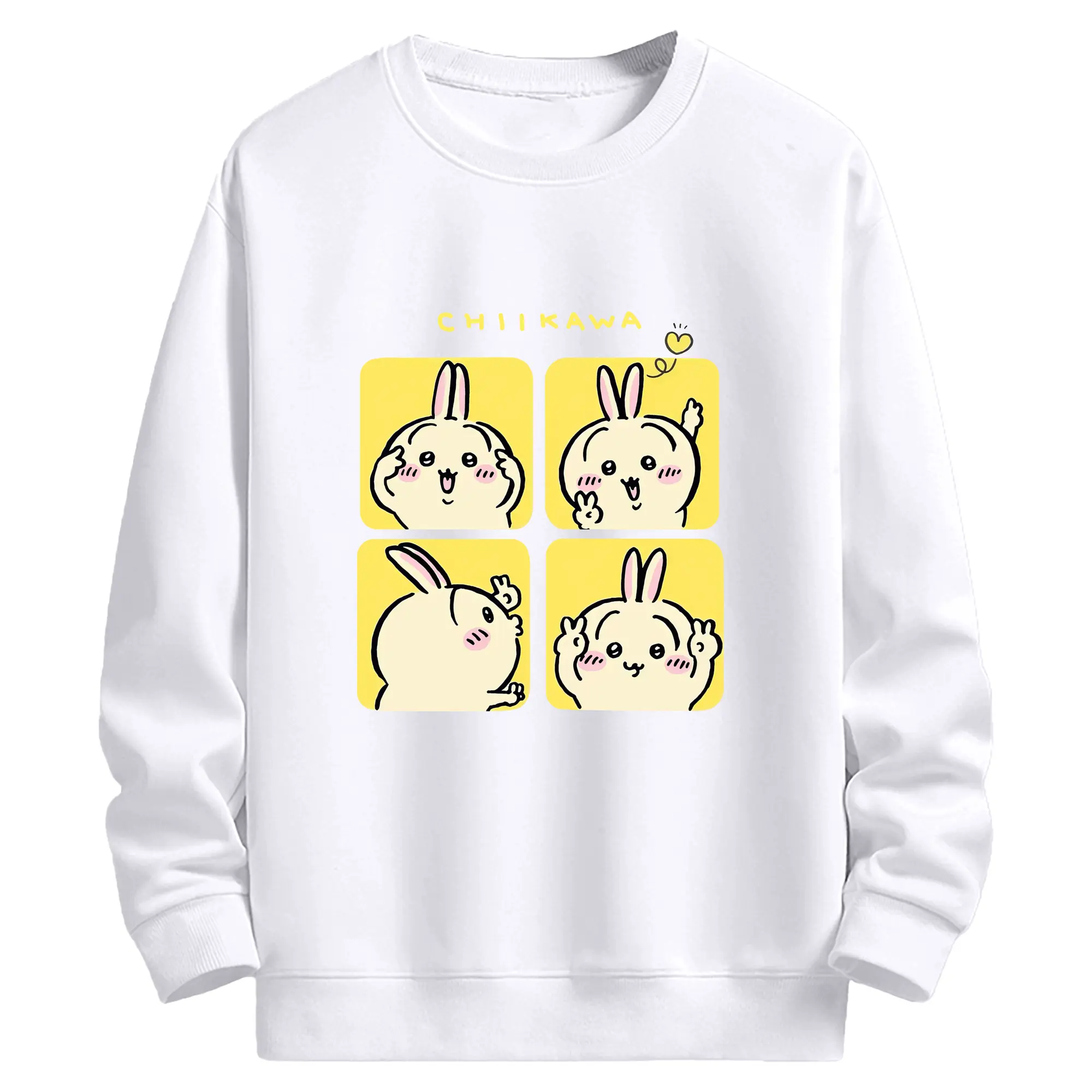 ちいかわのプリクラ - 高品質 クルーネック スウェット ・ コットン59％ ポリエステル41％ ・ ユニセックス 長袖 トレーナー ・ カジュアル デイリー スポーツ 散歩用