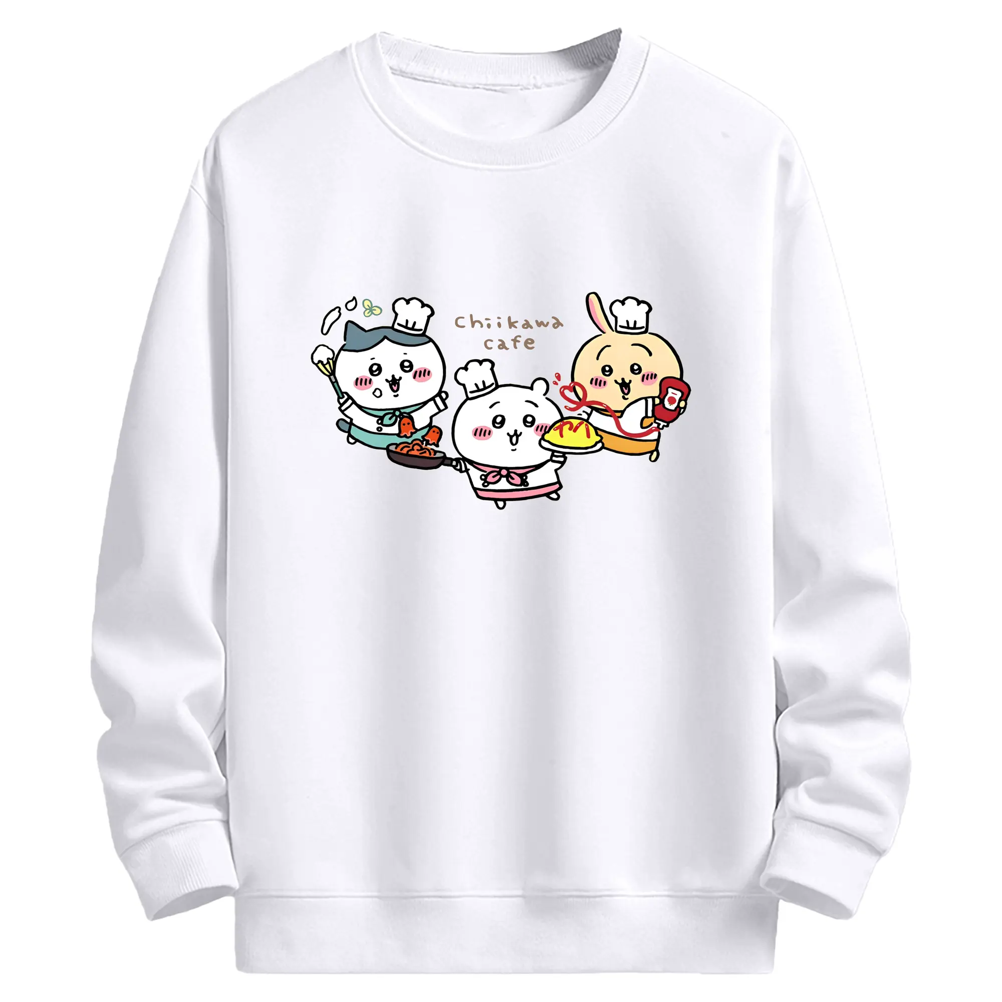 ちいかわコーヒー - 高品質 クルーネック スウェット ・ コットン59％ ポリエステル41％ ・ ユニセックス 長袖 トレーナー ・ カジュアル デイリー スポーツ 散歩用