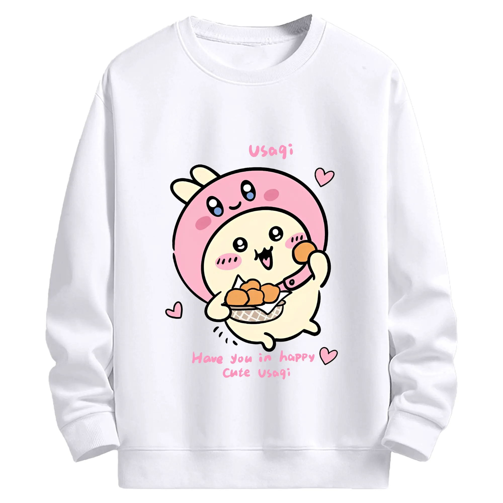 ちいかわ &星のカービィ 可愛い - 高品質 クルーネック スウェット ・ コットン59％ ポリエステル41％ ・ ユニセックス 長袖 トレーナー ・ カジュアル デイリー スポーツ 散歩用