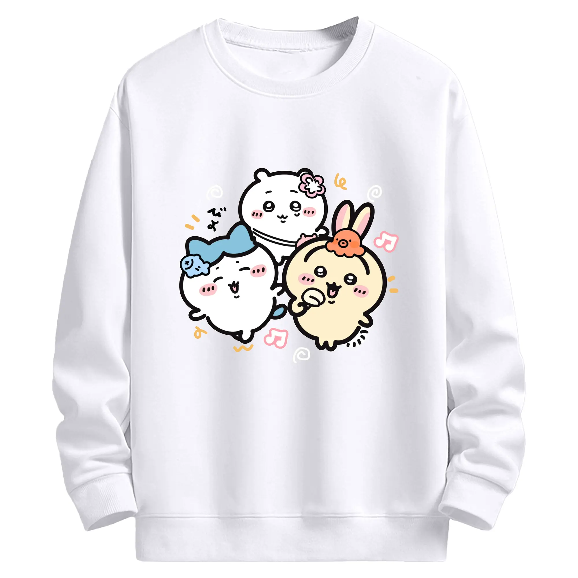 ちいかわ可愛い限定 - 高品質 クルーネック スウェット ・ コットン59％ ポリエステル41％ ・ ユニセックス 長袖 トレーナー ・ カジュアル デイリー スポーツ 散歩用