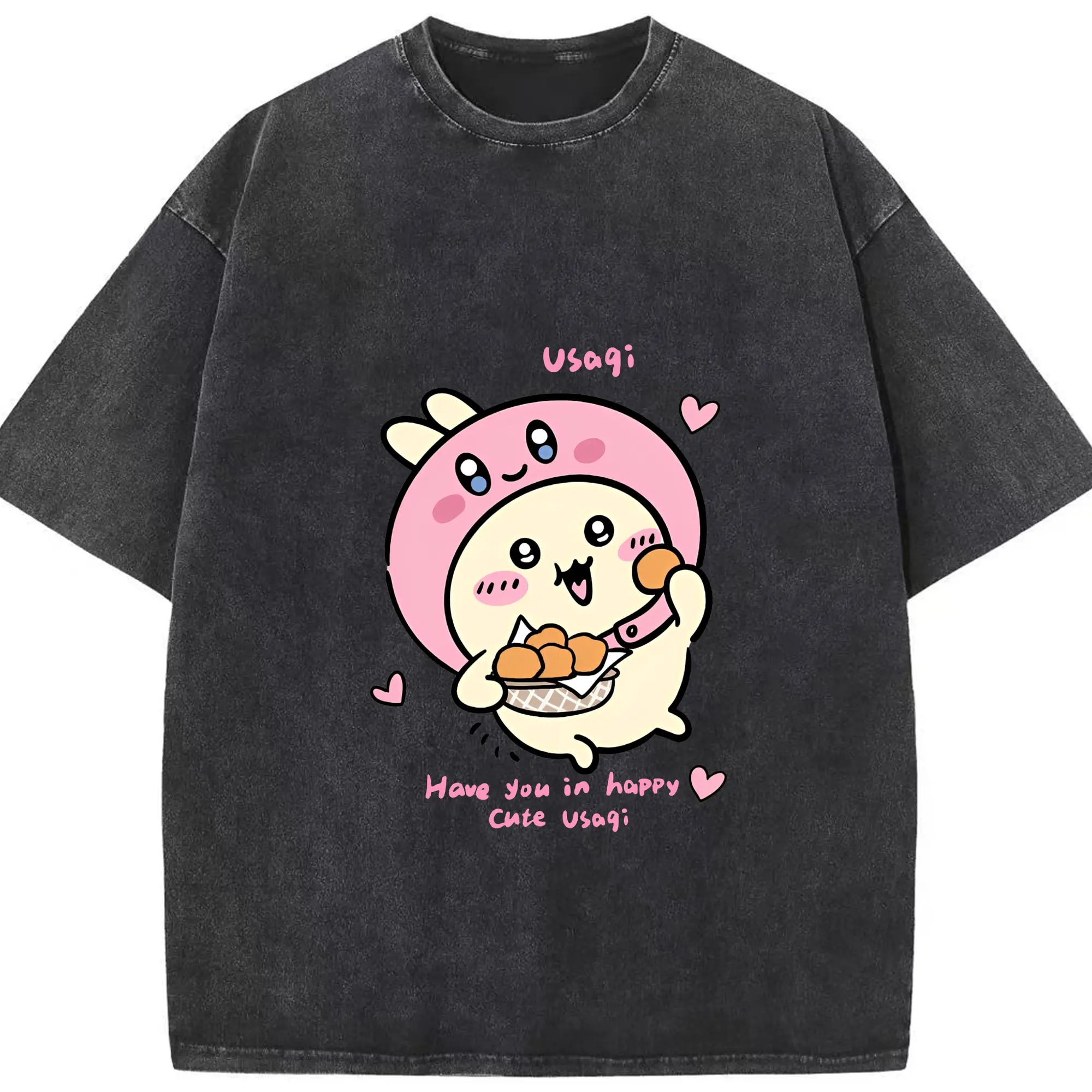 ちいかわ &星のカービィ 可愛い - 綿100％ ヴィンテージ風 半袖Tシャツ ・ フロントプリント ・ 柔らか肌触り ・ 通気性 快適 ・ スポーツ カジュアル 外出用