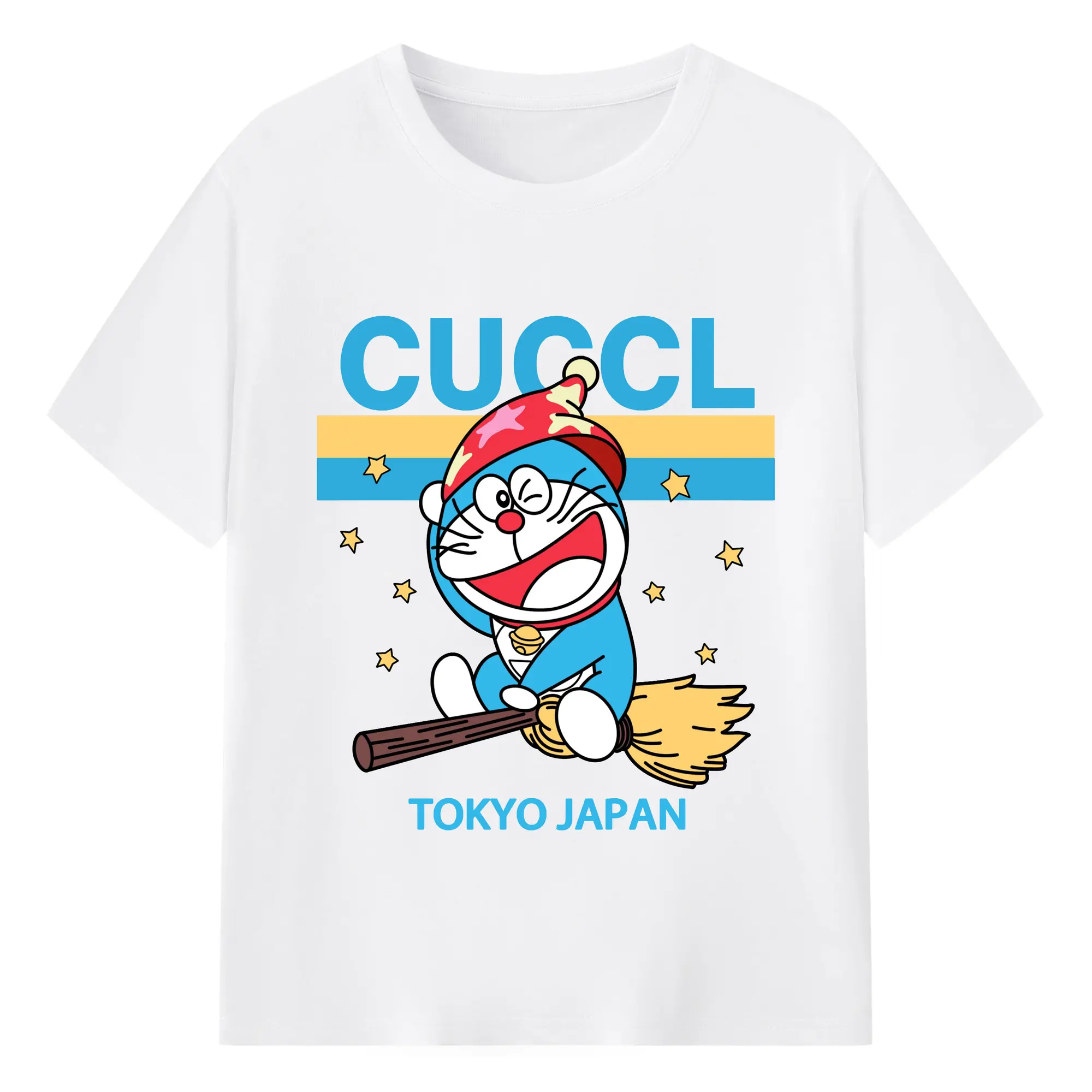 ドラえもんCUCCL日本・東京 - 綿100％ 半袖Tシャツ ・ フロントプリント ・ 快適 通気性 ・ 日常使い 散歩 スポーツ用