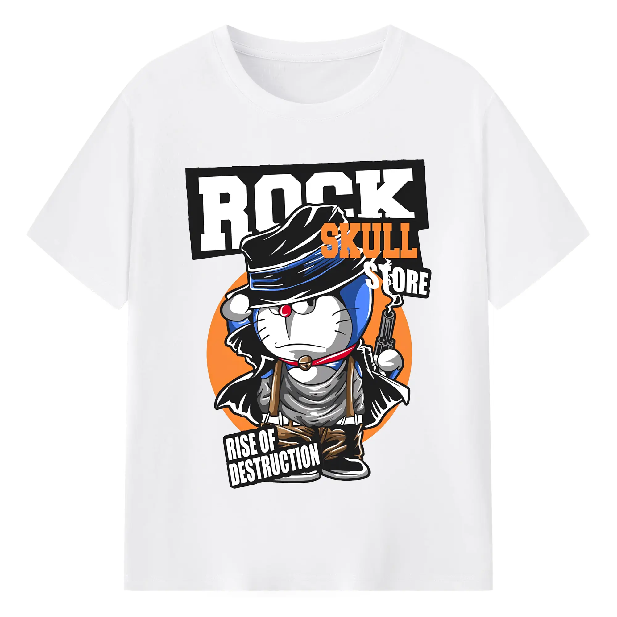 ラえもん × ウエスタン コラボ - 綿100％ 半袖Tシャツ ・ フロントプリント ・ 快適 通気性 ・ 日常使い 散歩 スポーツ用