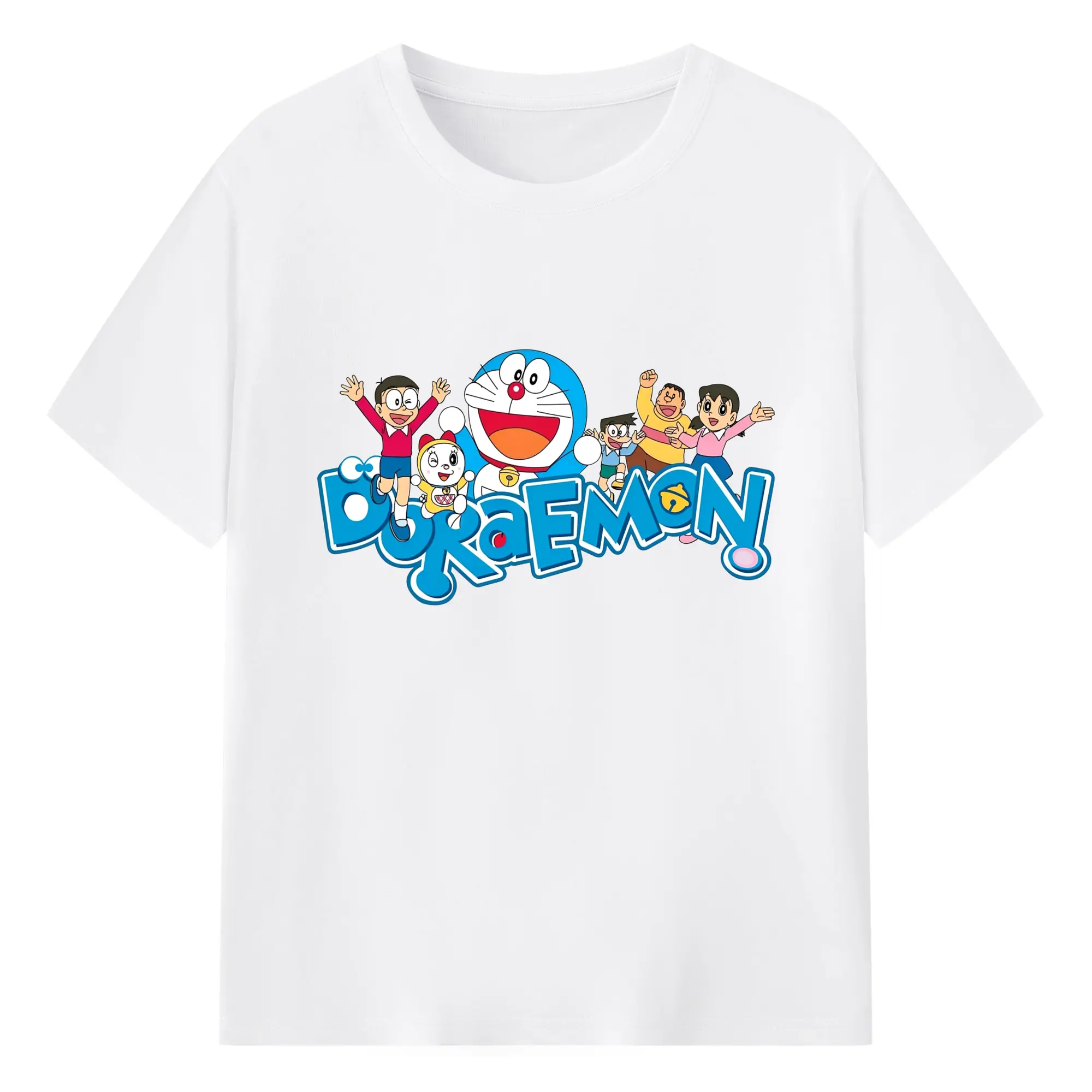 ドラえもん ファミリー限定 - 綿100％ 半袖Tシャツ ・ フロントプリント ・ 快適 通気性 ・ 日常使い 散歩 スポーツ用