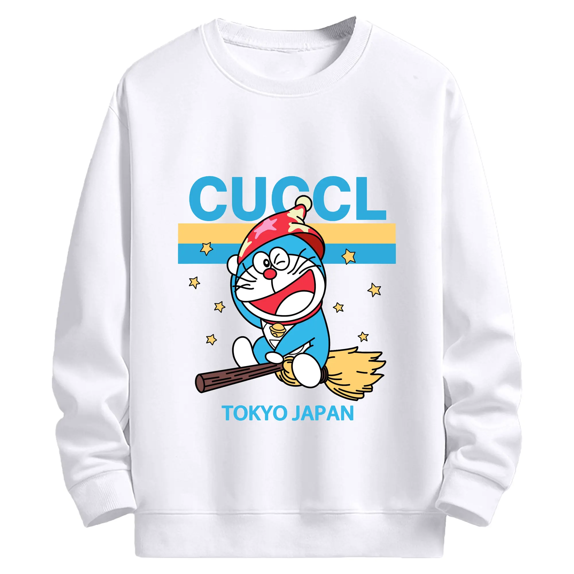 ドラえもんCUCCL日本・東京 - 高品質 クルーネック スウェット ・ コットン59％ ポリエステル41％ ・ ユニセックス 長袖 トレーナー ・ カジュアル デイリー スポーツ 散歩用