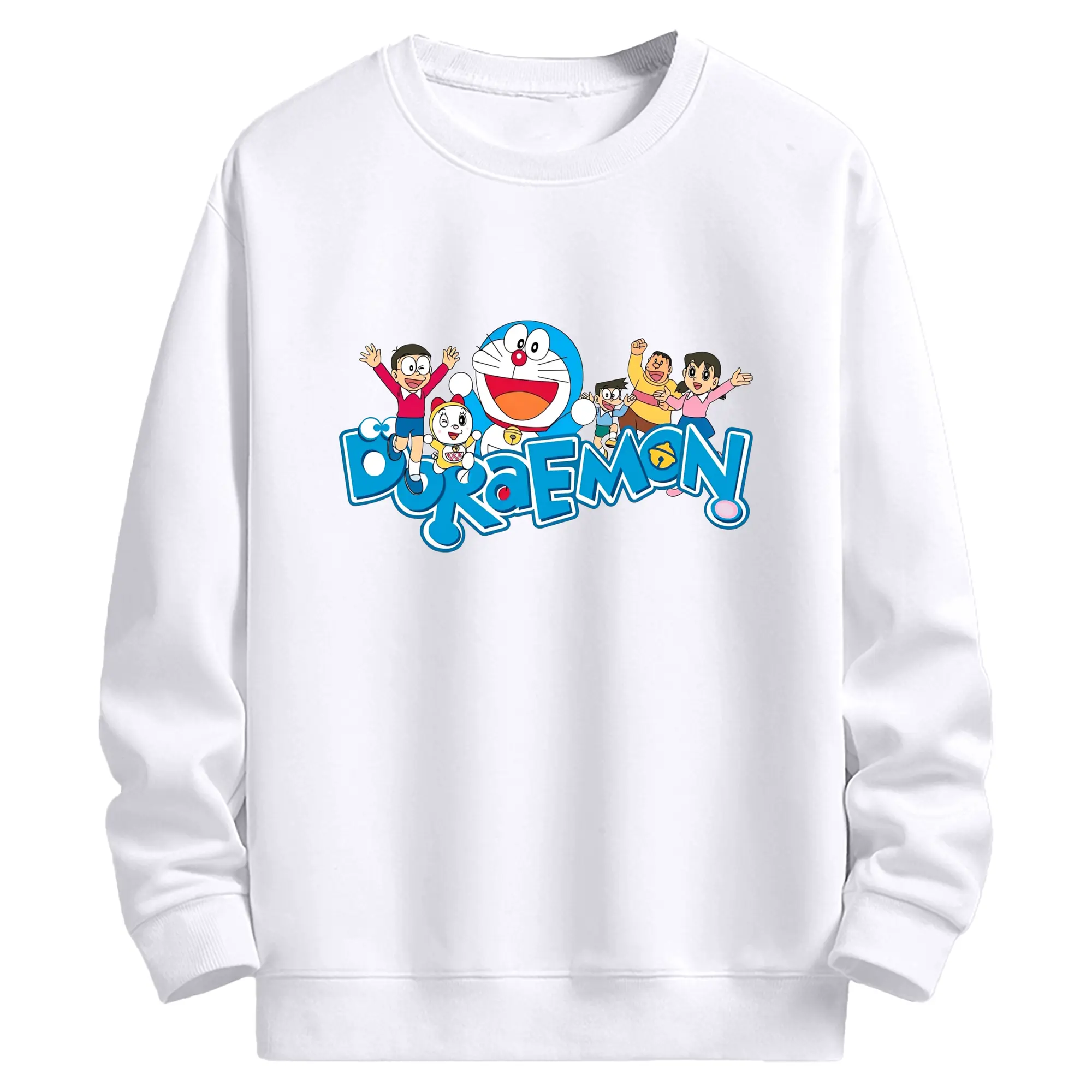 ドラえもん ファミリー限定 - 高品質 クルーネック スウェット ・ コットン59％ ポリエステル41％ ・ ユニセックス 長袖 トレーナー ・ カジュアル デイリー スポーツ 散歩用