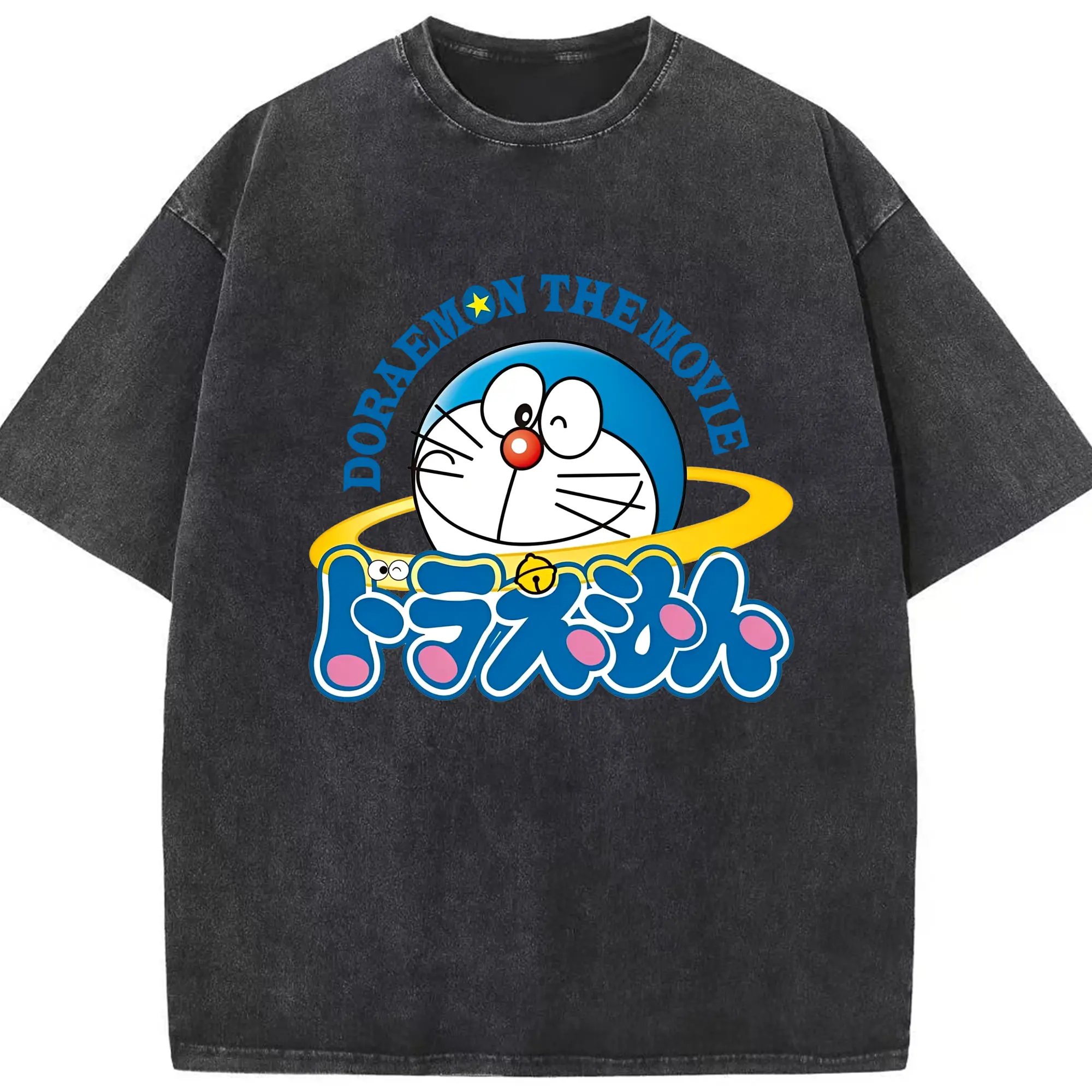 ドラえもん 新作 - 綿100％ ヴィンテージ風 半袖Tシャツ ・ フロントプリント ・ 柔らか肌触り ・ 通気性 快適 ・ スポーツ カジュアル 外出用