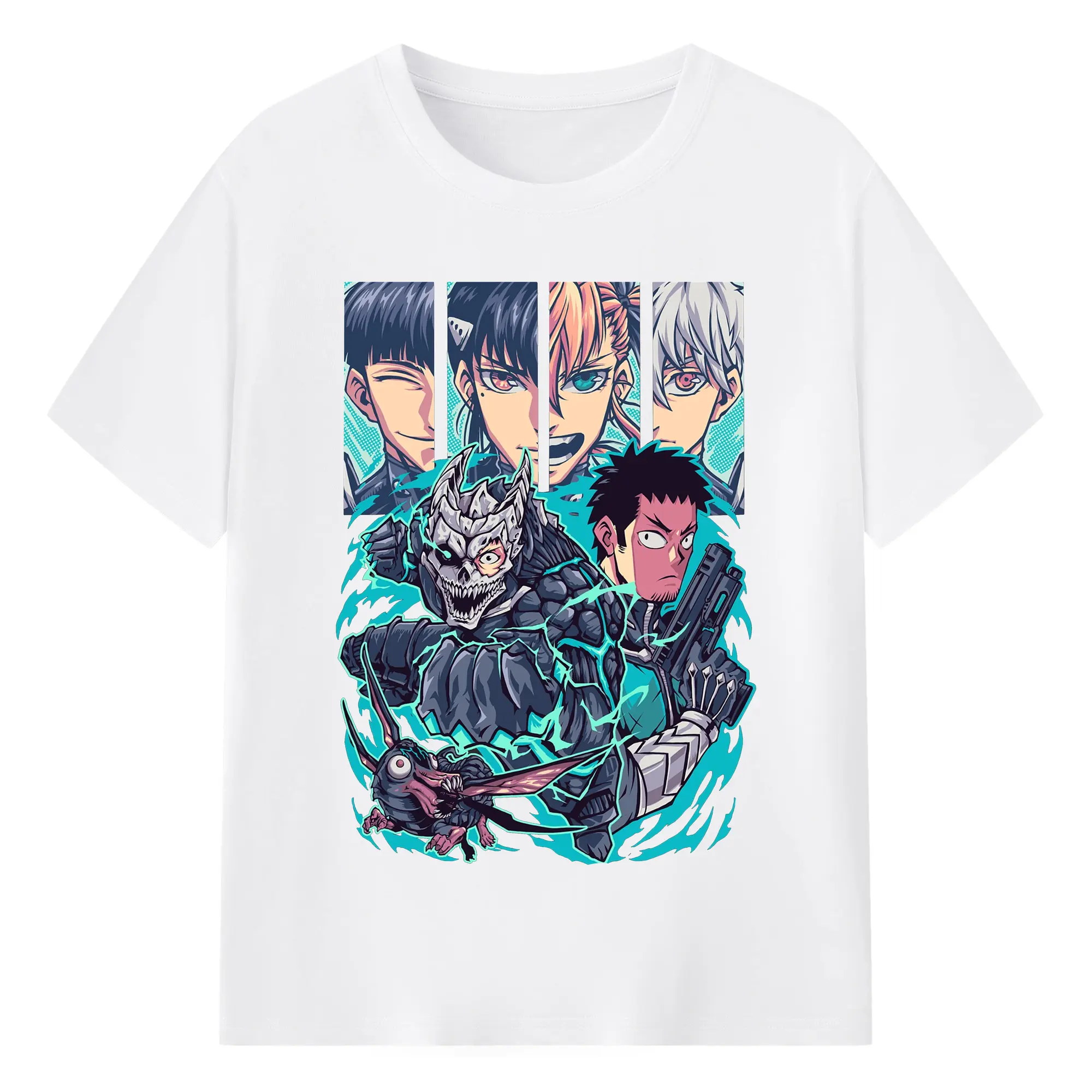 2025怪獣8号 主人公チーム限定 - 綿100％ 半袖Tシャツ ・ フロントプリント ・ 快適 通気性 ・ 日常使い 散歩 スポーツ用