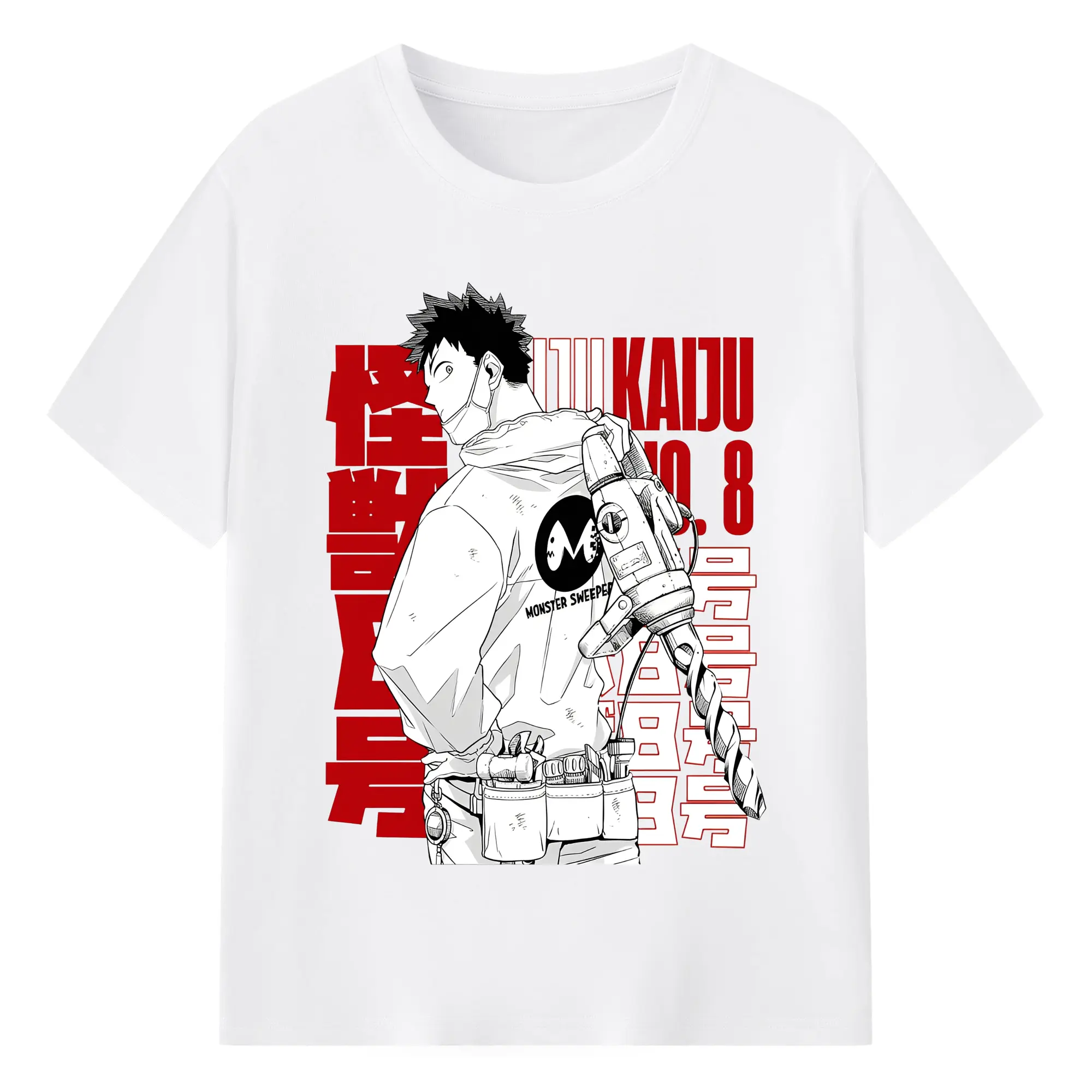 怪獣8号 主人公 日比野カフカ 新作 - 綿100％ 半袖Tシャツ ・ フロントプリント ・ 快適 通気性 ・ 日常使い 散歩 スポーツ用